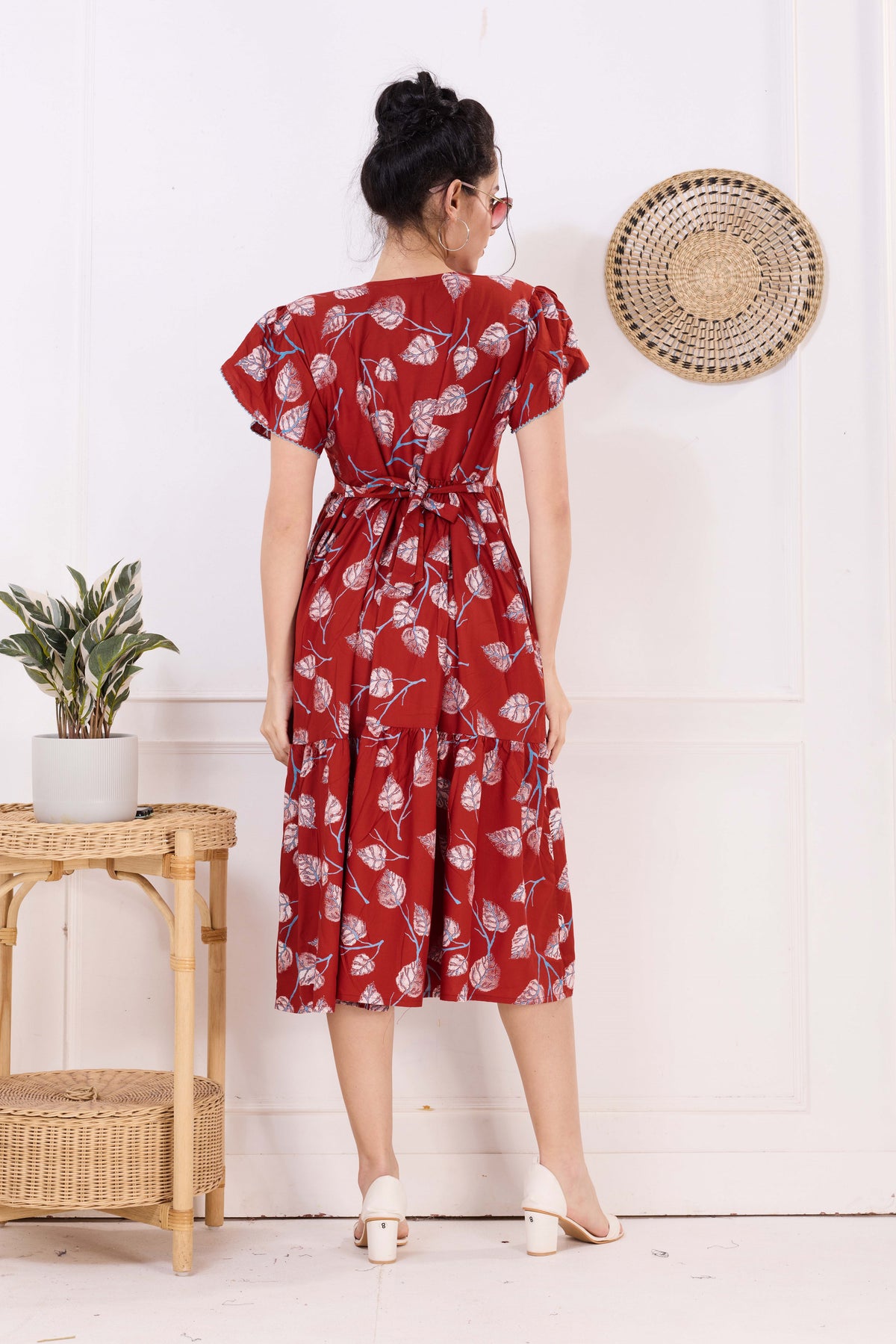 Rayon MAXI FROCK Model Nighties | Fancy Petal Sleeve | Fancy Neck & Side Pocket | Pleated Frock MAXI Style | Trendy Collection's for Stylish Women & Teenage Girl (FSF)