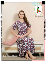 MANGAI Alpine Embroidery Model Nighties | Full Length | Stylish Printed Model Nighties | Side Pocket | Half Sleeve | Perfect Nightwear Collection's for Trendy Women's (LDM)