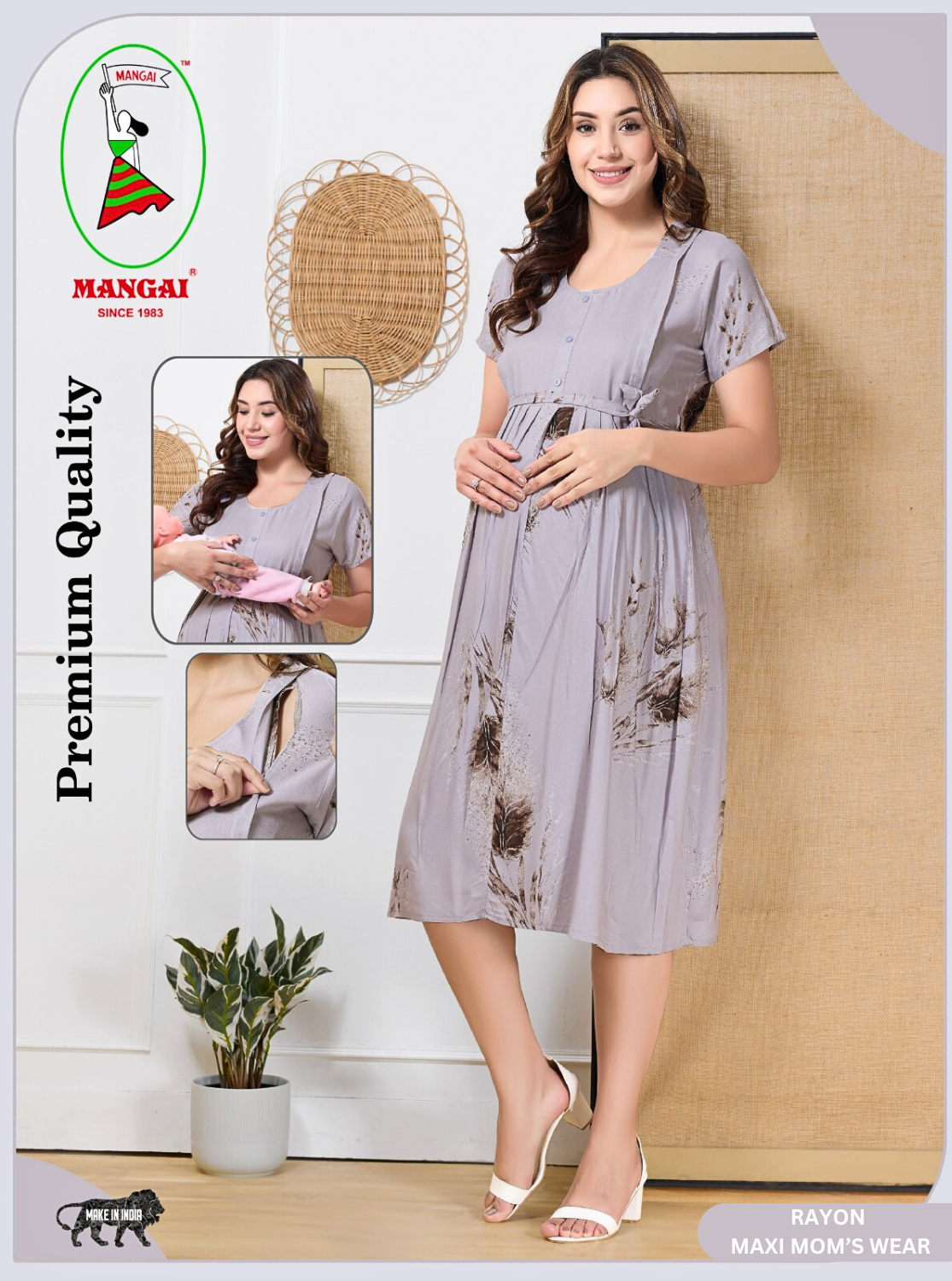 New Arrivals 4-IN-ONE MAXI Mom's Feeding & Casual Wear | Stylish Maxi Style | Invisible Feeding Zipper | Perfect Pre & Post Pregnancy Wear   (MAXI 4-IN-ONE)
