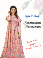 New Arrivals ALPINE Smokey Nighty | Beautiful Pleated Design | Side Pocket | Stylish Nighty for Trendy Women's | Your Perfect Nightwear Collection's (ALS)