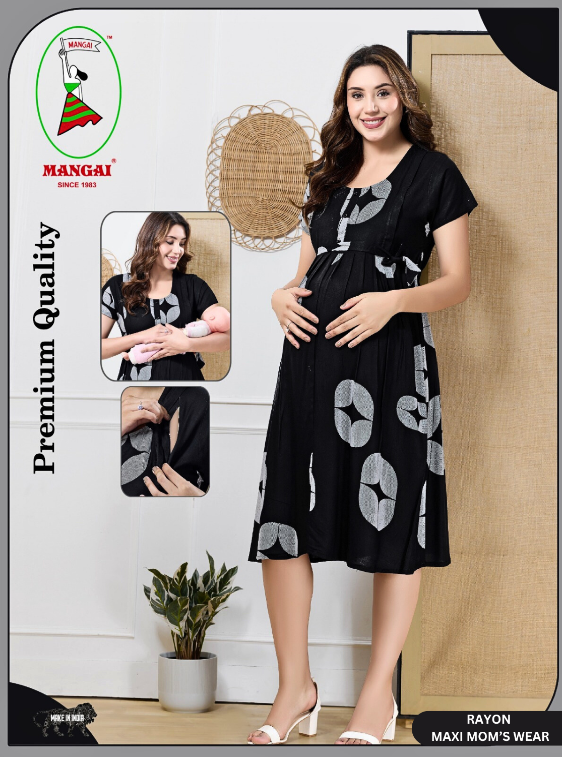 New Arrivals 4-IN-ONE MAXI Mom's Feeding & Casual Wear | Stylish Maxi Style | Invisible Feeding Zipper | Perfect Pre & Post Pregnancy Wear   (MAXI 4-IN-ONE)