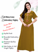 Stylish Embroidery Nightgown | Superior Quality Bizzy - Lizzy Nighty | Plain Pattern with Beautiful Embroidery Work's | Updated Collection's (CPL)