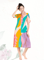 MANGAI Premium Rayon Collar MAXI Nighty for Women | Long Sleeve Stylish Nightwear for Women and Teenager | Perfect Stylish Nightwear (CM)