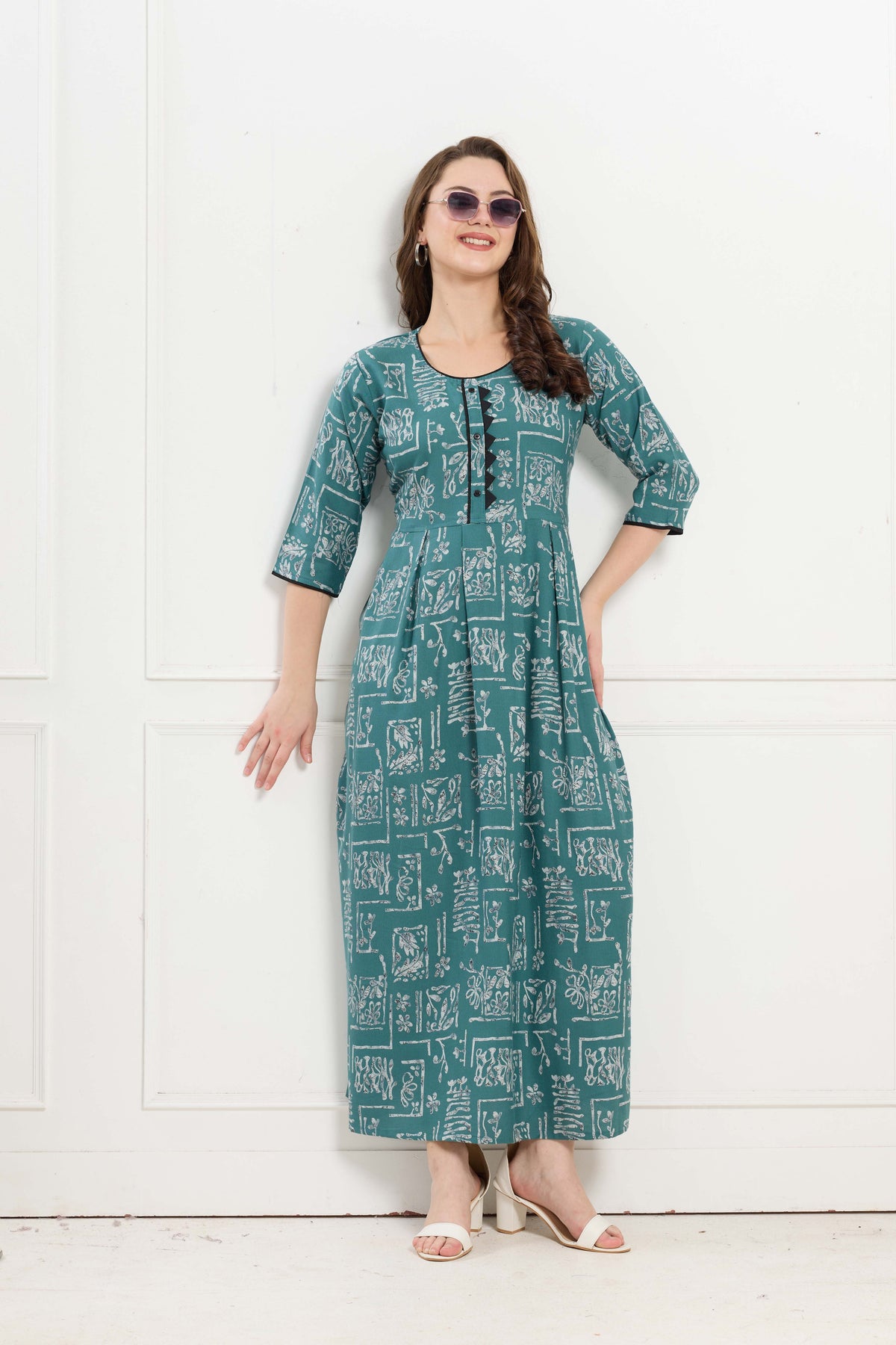 Alpine KURTI Style | Beautiful Stylish KURTI Model | Long 3/4 Sleeve & Side Pocket | Fresh Collection's for Stylish Women's (AK-3/4)