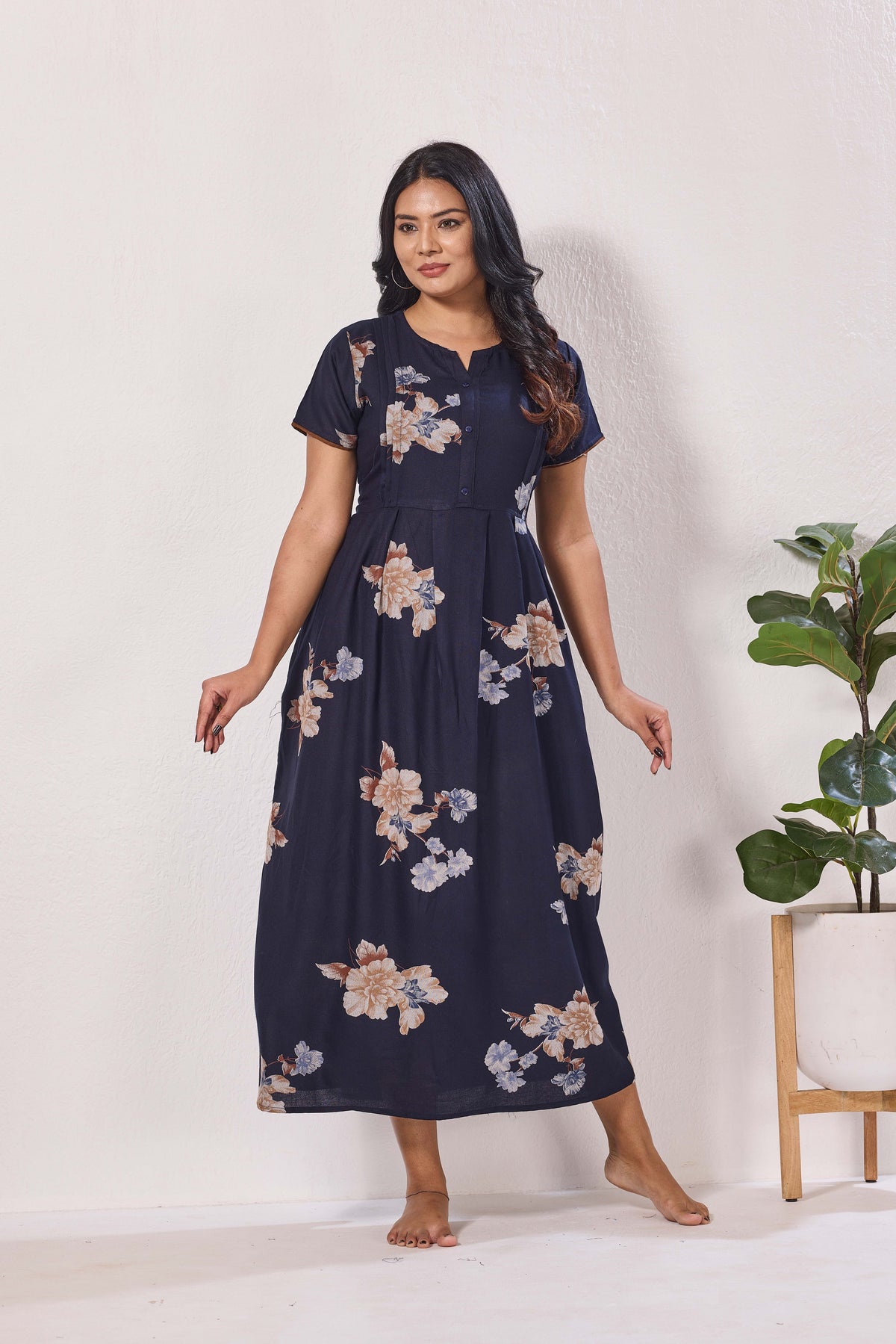 Alpine KURTHI Style Nighties| FancySleeve | Zipless Model | Stylish V-Cut neck | Updated Collection's for Stylish Women AK (H/S)