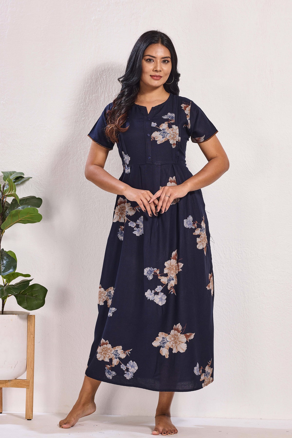 Alpine KURTHI Style Nighties| FancySleeve | Zipless Model | Stylish V-Cut neck | Updated Collection's for Stylish Women AK (H/S)