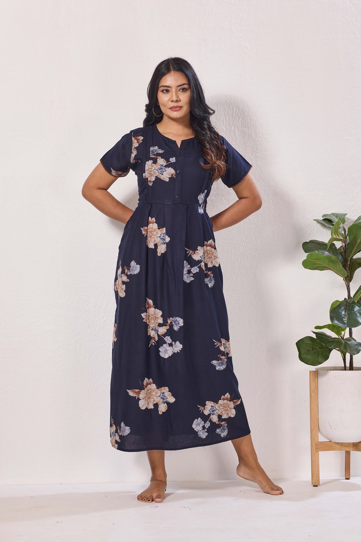 Alpine KURTHI Style Nighties| FancySleeve | Zipless Model | Stylish V-Cut neck | Updated Collection's for Stylish Women AK (H/S)