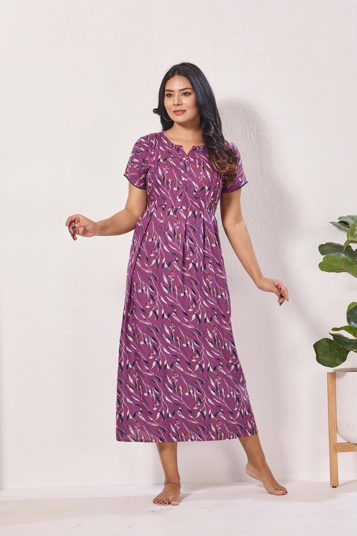 Alpine KURTHI Style Nighties| FancySleeve | Zipless Model | Stylish V-Cut neck | Updated Collection's for Stylish Women AK (H/S)
