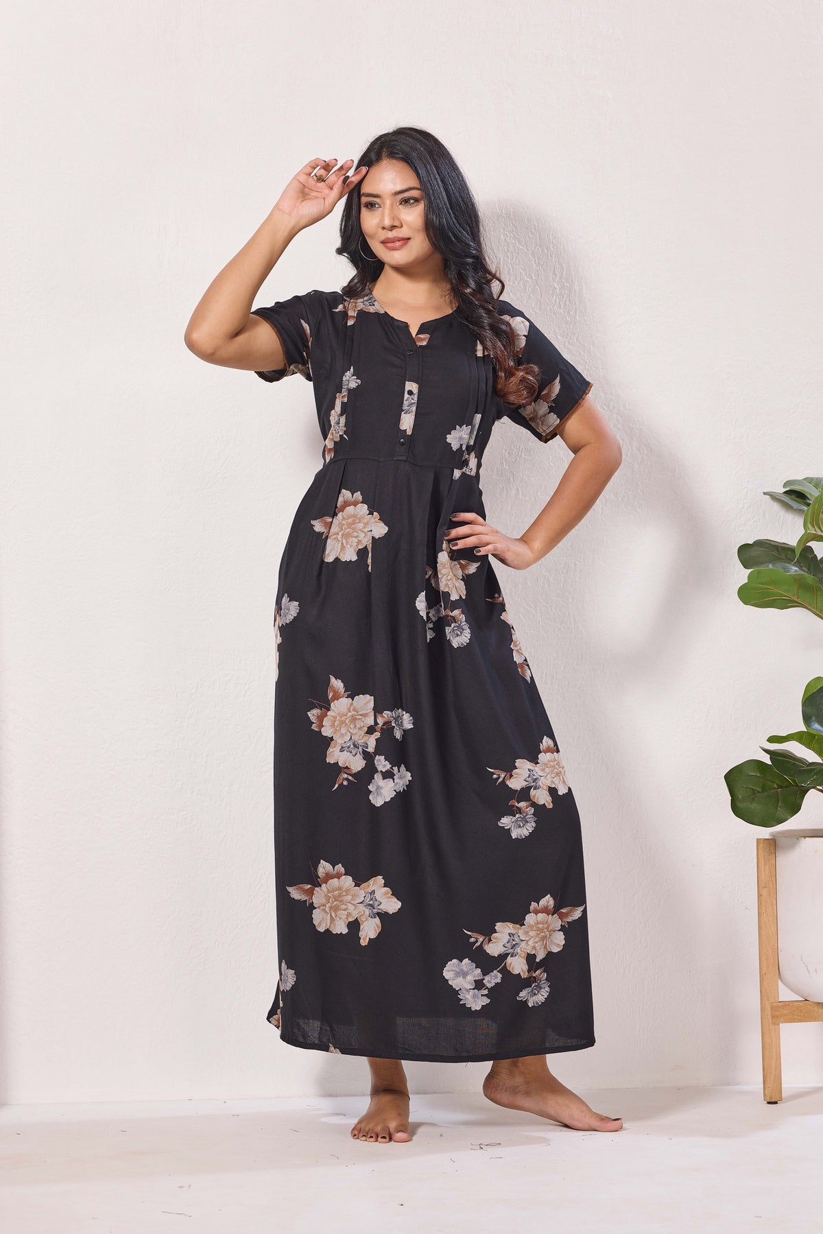 Alpine KURTHI Style Nighties| FancySleeve | Zipless Model | Stylish V-Cut neck | Updated Collection's for Stylish Women AK (H/S)