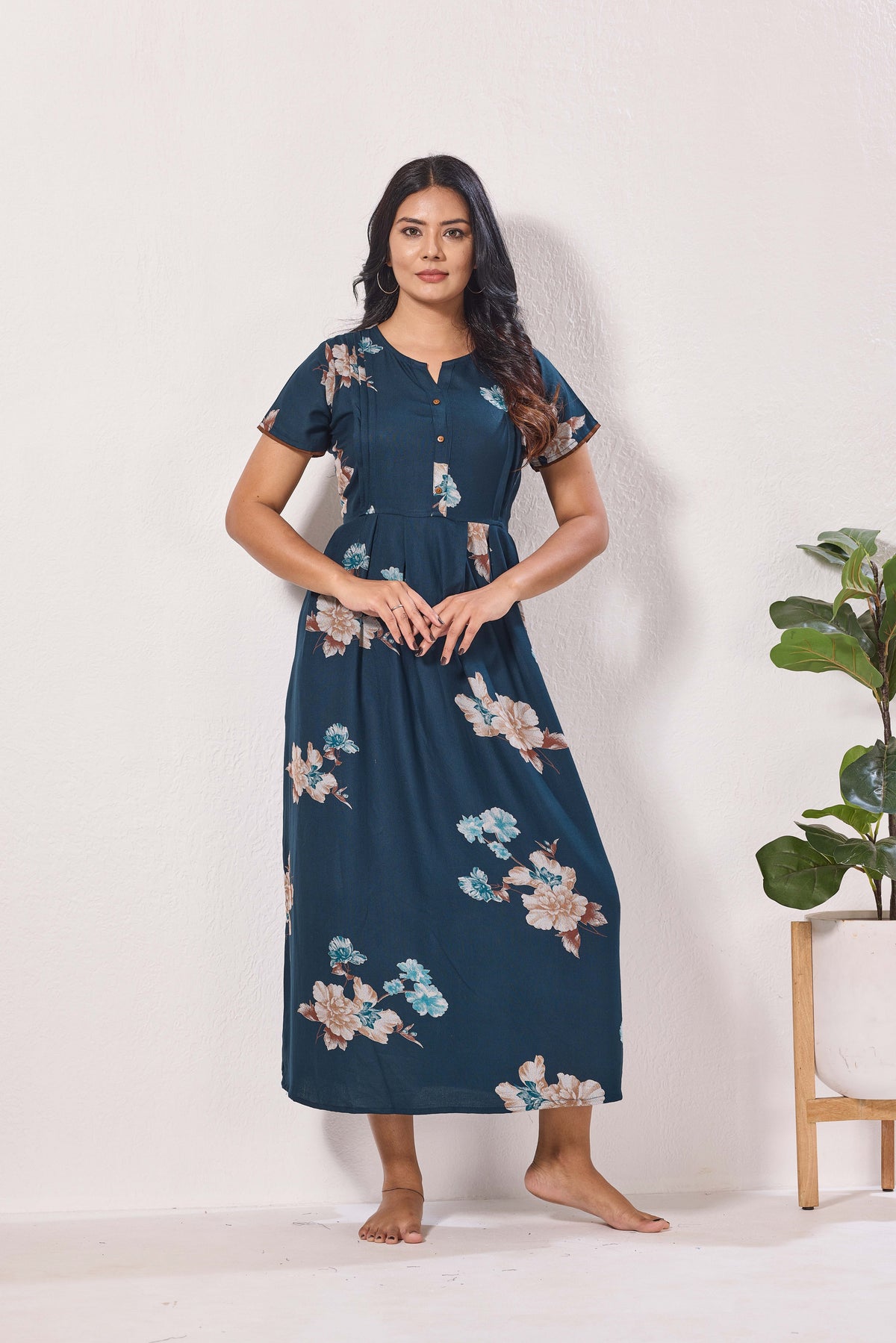Alpine KURTHI Style Nighties| FancySleeve | Zipless Model | Stylish V-Cut neck | Updated Collection's for Stylish Women AK (H/S)