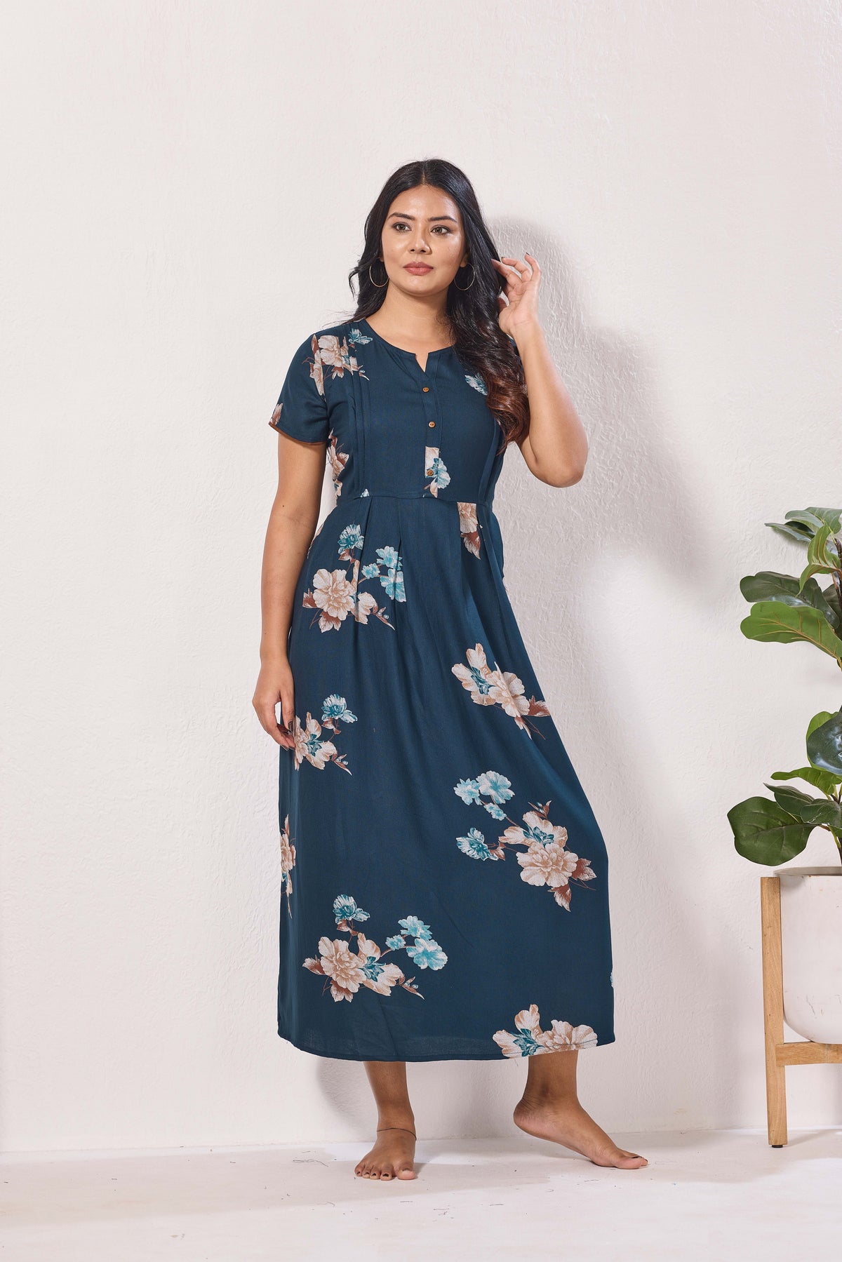 Alpine KURTHI Style Nighties| FancySleeve | Zipless Model | Stylish V-Cut neck | Updated Collection's for Stylish Women AK (H/S)