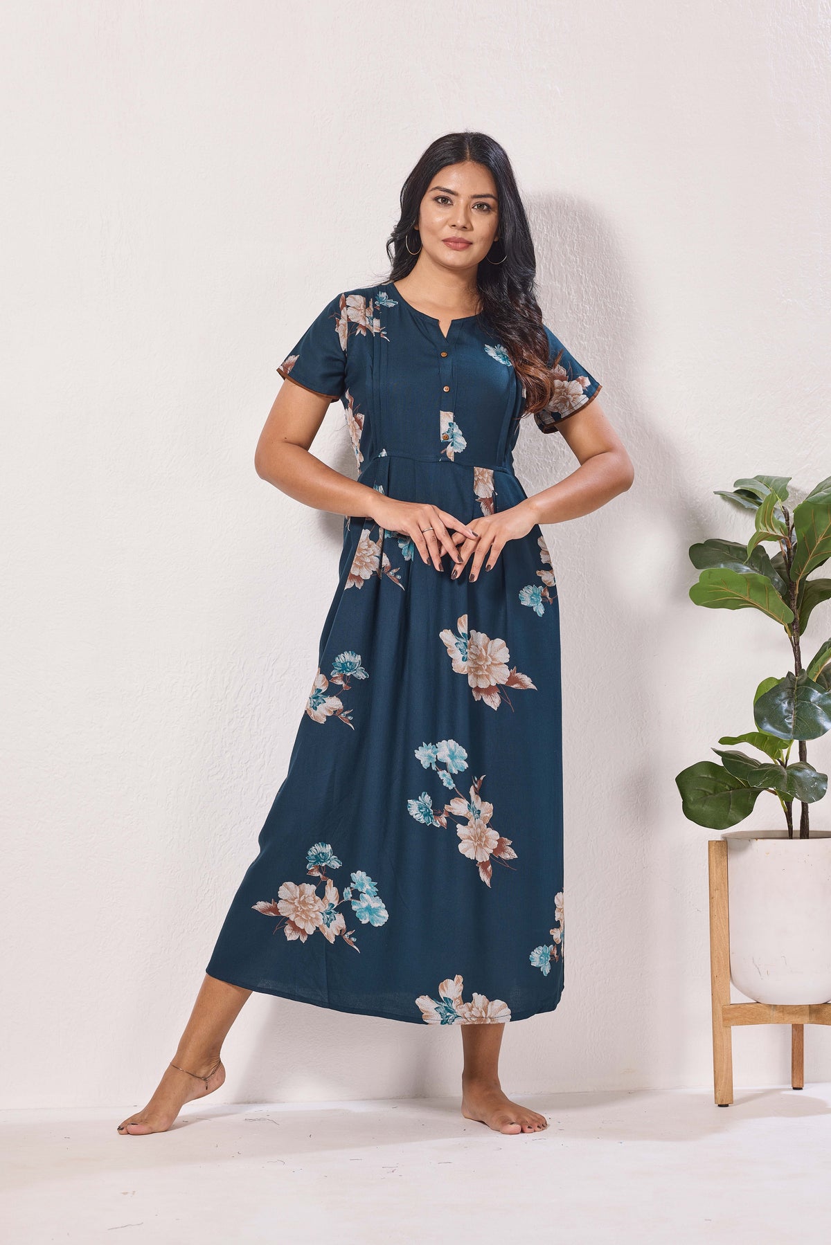 Alpine KURTHI Style Nighties| FancySleeve | Zipless Model | Stylish V-Cut neck | Updated Collection's for Stylish Women AK (H/S)