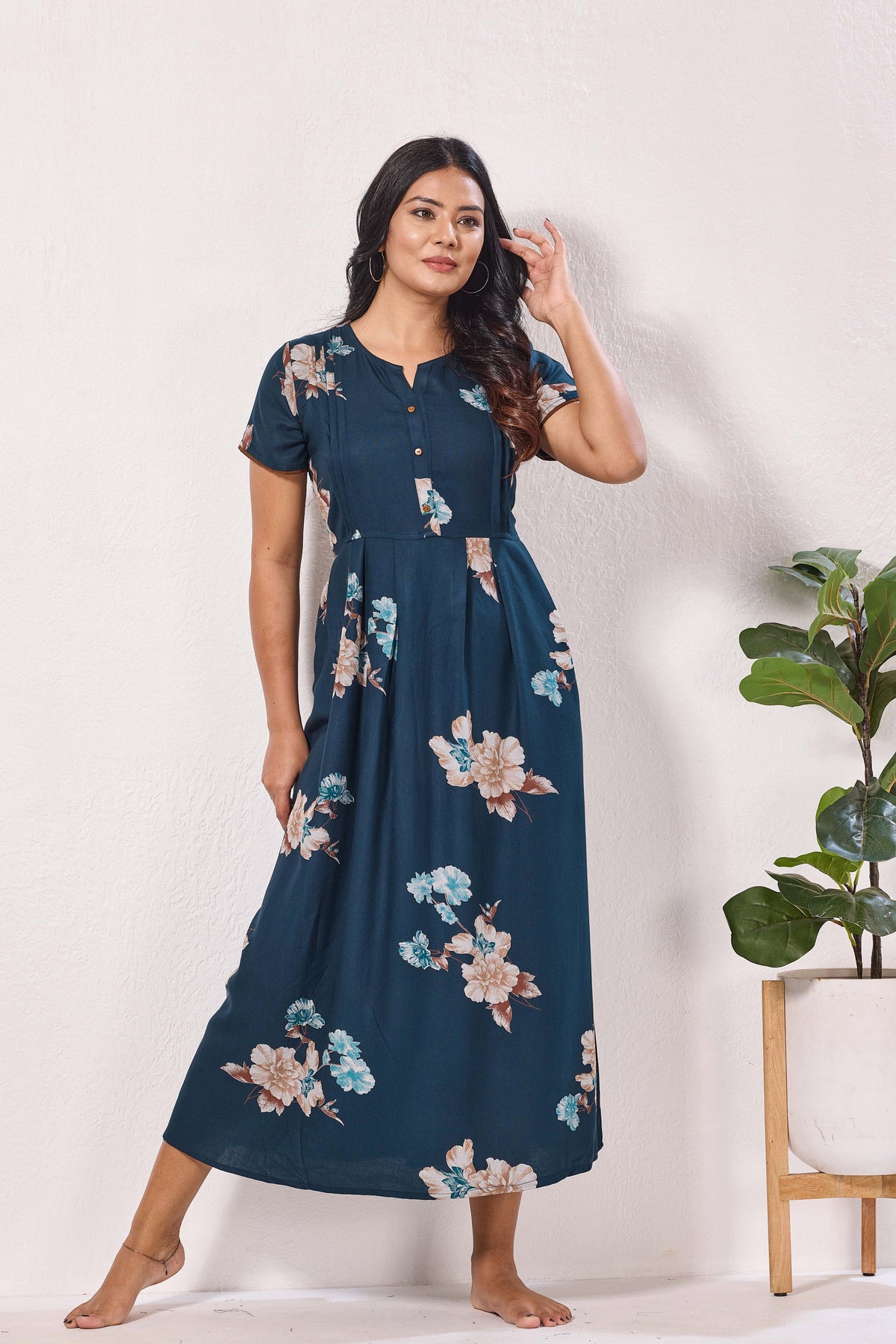 Alpine KURTHI Style Nighties| FancySleeve | Zipless Model | Stylish V-Cut neck | Updated Collection's for Stylish Women AK (H/S)