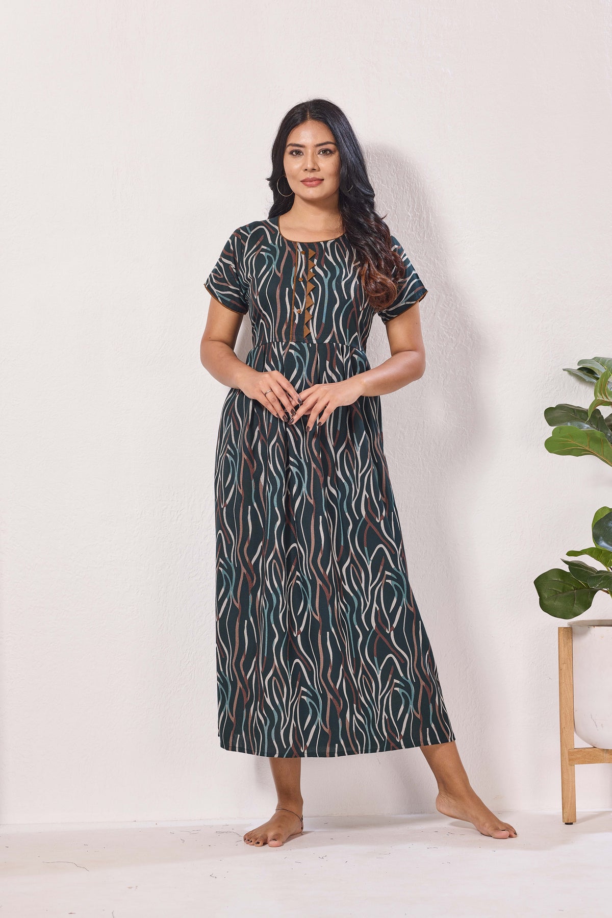 Alpine KURTHI Style Nighties| Fancy Half Sleeve | Zipless Model | Stylish Round Neck | Updated Collection's for Stylish Women AK (H/S)