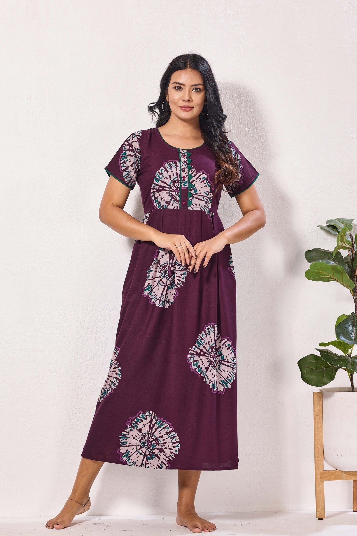 Alpine KURTHI Style Nighties| Fancy Half Sleeve | Zipless Model | Stylish Round Neck | Updated Collection's for Stylish Women AK (H/S)