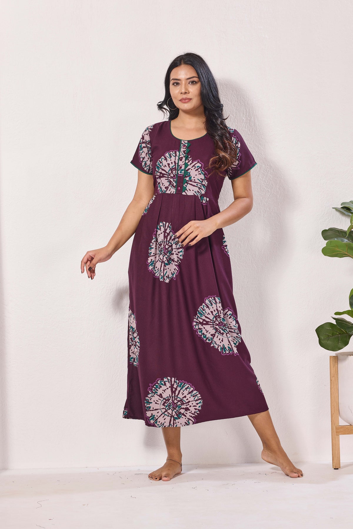 Alpine KURTHI Style Nighties| Fancy Half Sleeve | Zipless Model | Stylish Round Neck | Updated Collection's for Stylish Women AK (H/S)