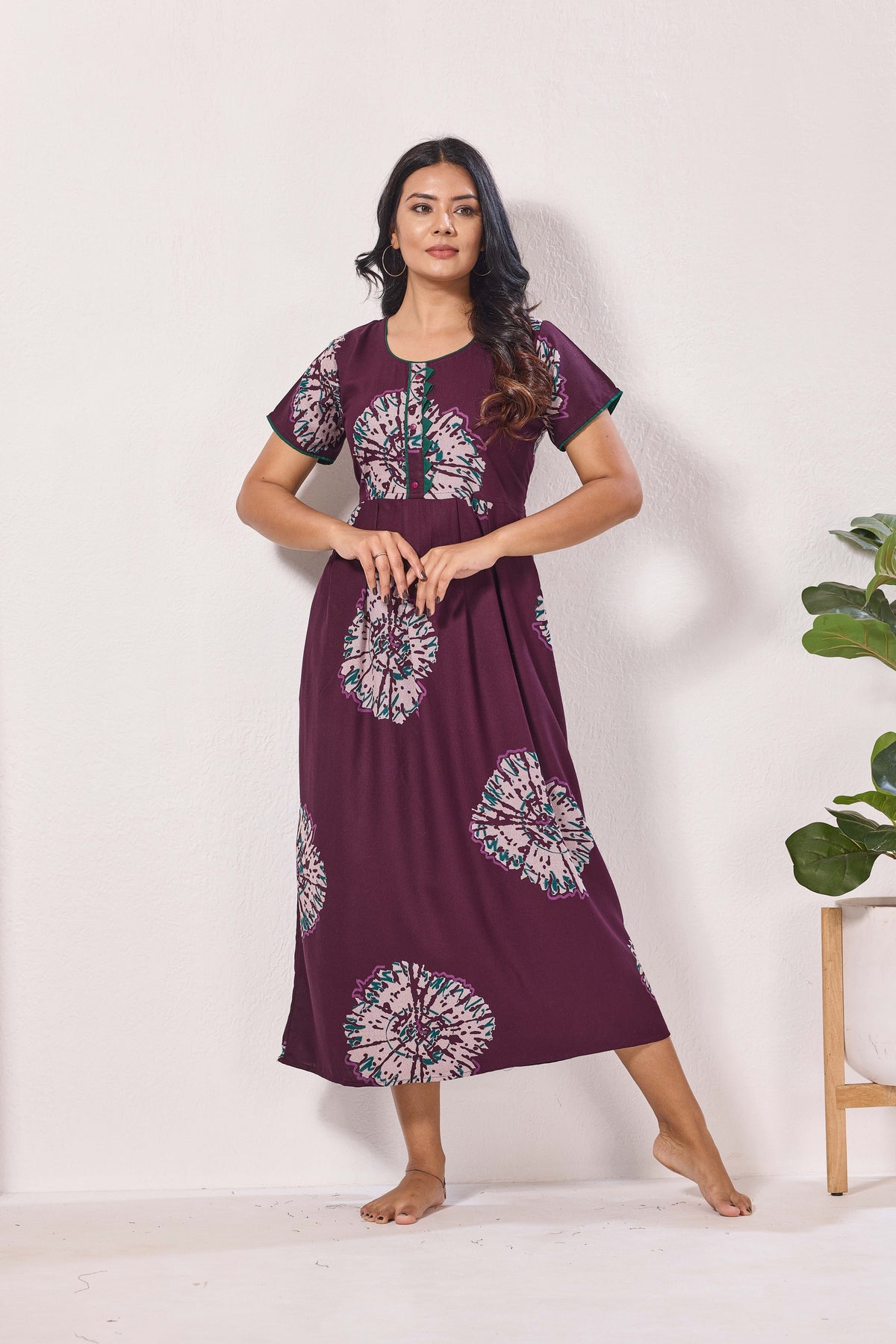 Alpine KURTHI Style Nighties| Fancy Half Sleeve | Zipless Model | Stylish Round Neck | Updated Collection's for Stylish Women AK (H/S)