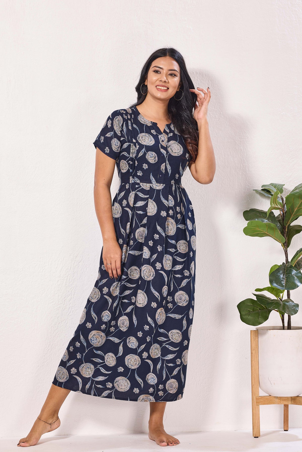 Alpine KURTHI Style Nighties| FancySleeve | Zipless Model | Stylish V-Cut neck | Updated Collection's for Stylish Women AK (H/S)