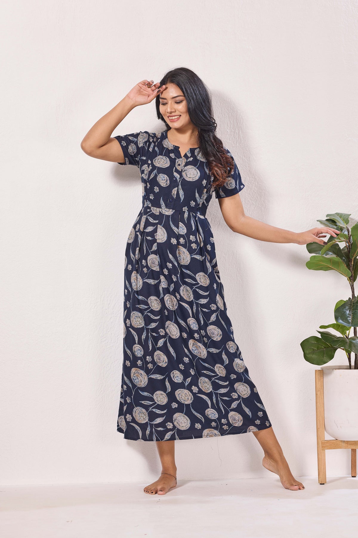 Alpine KURTHI Style Nighties| FancySleeve | Zipless Model | Stylish V-Cut neck | Updated Collection's for Stylish Women AK (H/S)