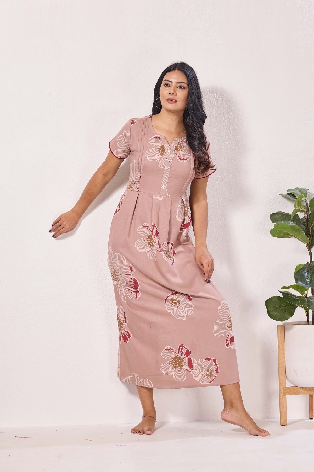 Alpine KURTHI Style Nighties| FancySleeve | Zipless Model | Stylish V-Cut neck | Updated Collection's for Stylish Women AK (H/S)
