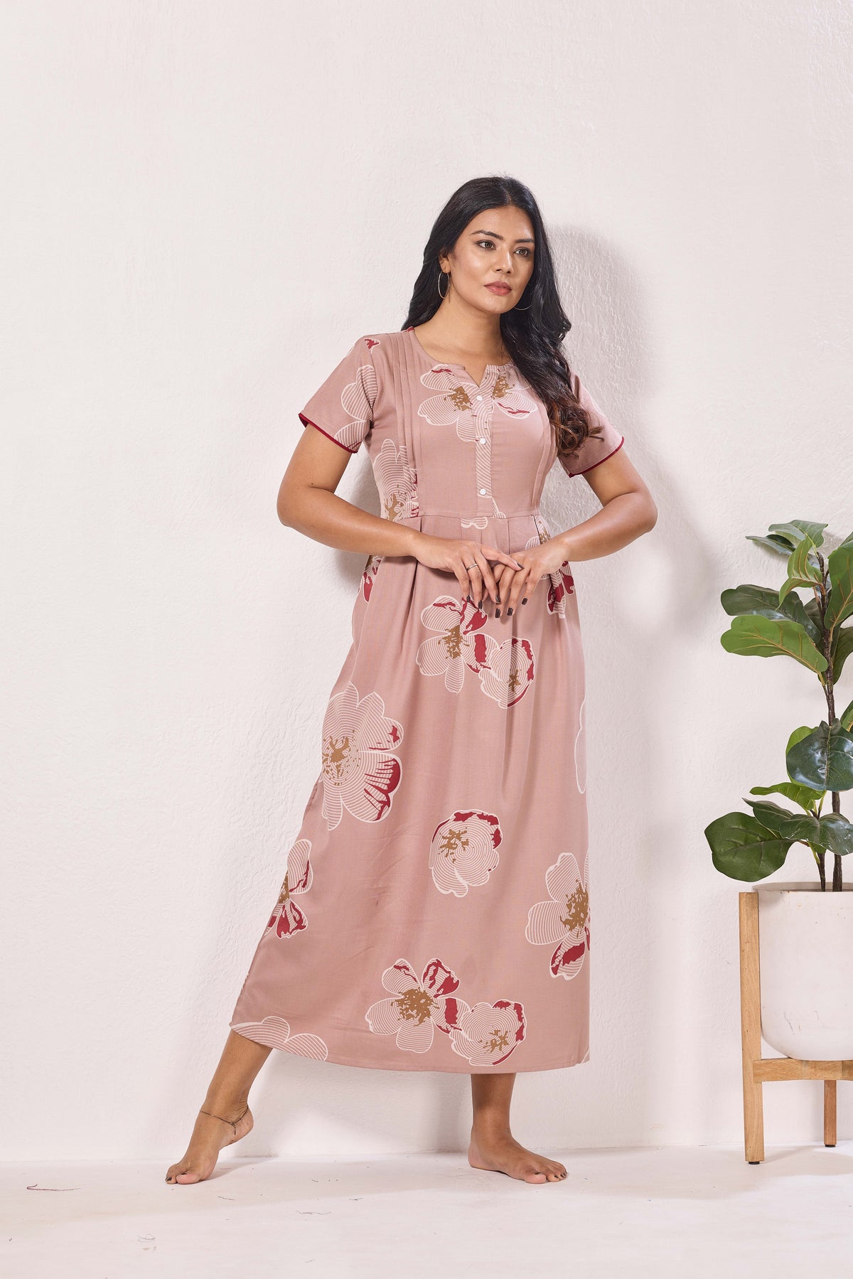 Alpine KURTHI Style Nighties| FancySleeve | Zipless Model | Stylish V-Cut neck | Updated Collection's for Stylish Women AK (H/S)