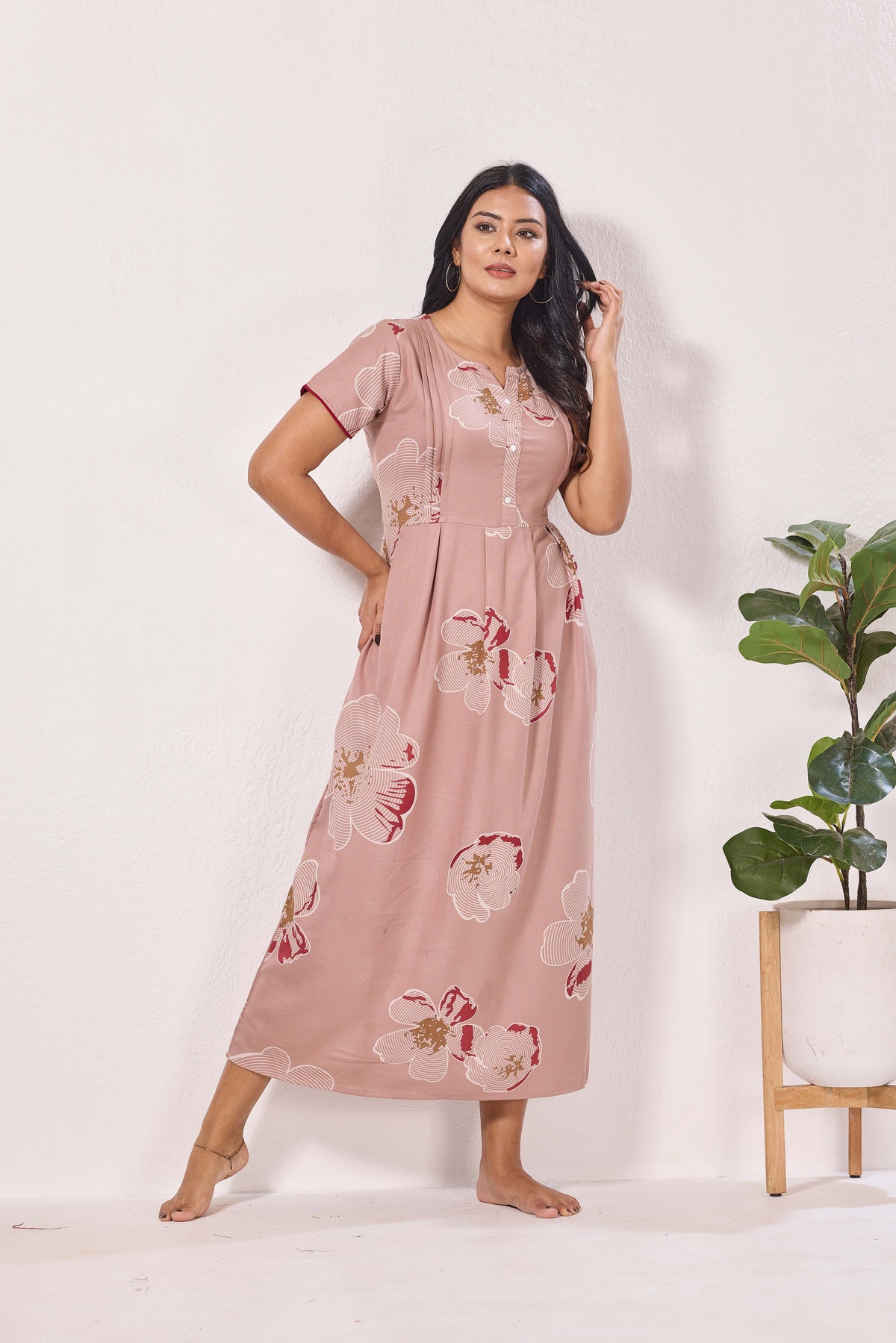 Alpine KURTHI Style Nighties| FancySleeve | Zipless Model | Stylish V-Cut neck | Updated Collection's for Stylish Women AK (H/S)