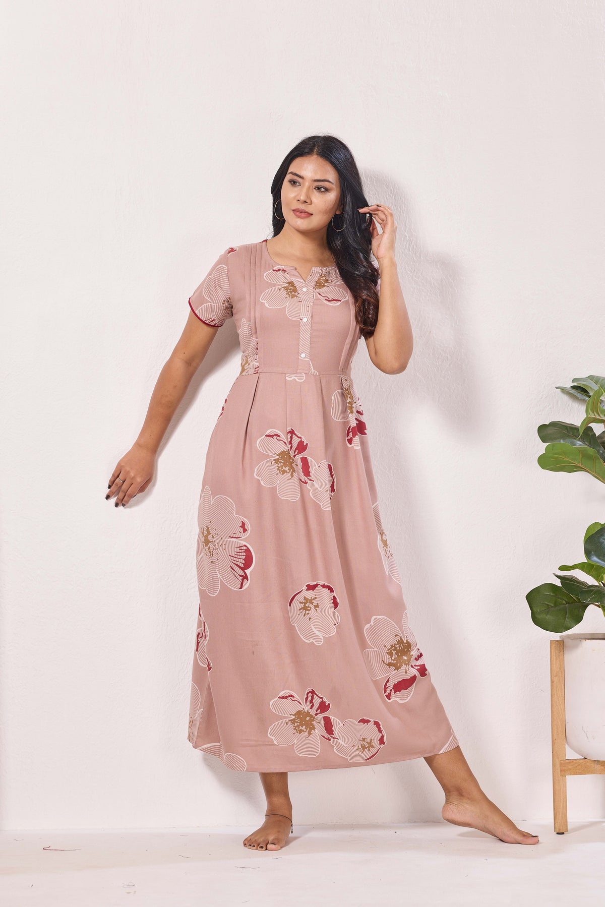 Alpine KURTHI Style Nighties| FancySleeve | Zipless Model | Stylish V-Cut neck | Updated Collection's for Stylish Women AK (H/S)
