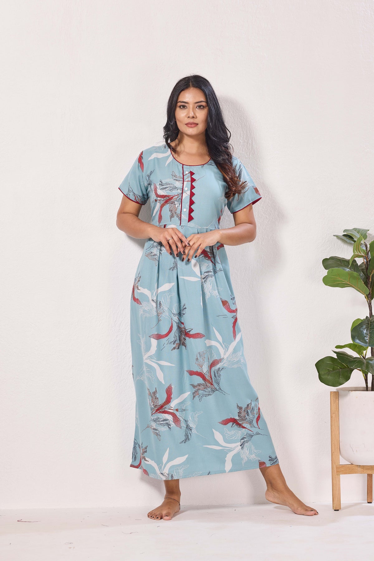 Alpine KURTHI Style Nighties| Fancy Half Sleeve | Zipless Model | Stylish Round Neck | Updated Collection's for Stylish Women AK (H/S)