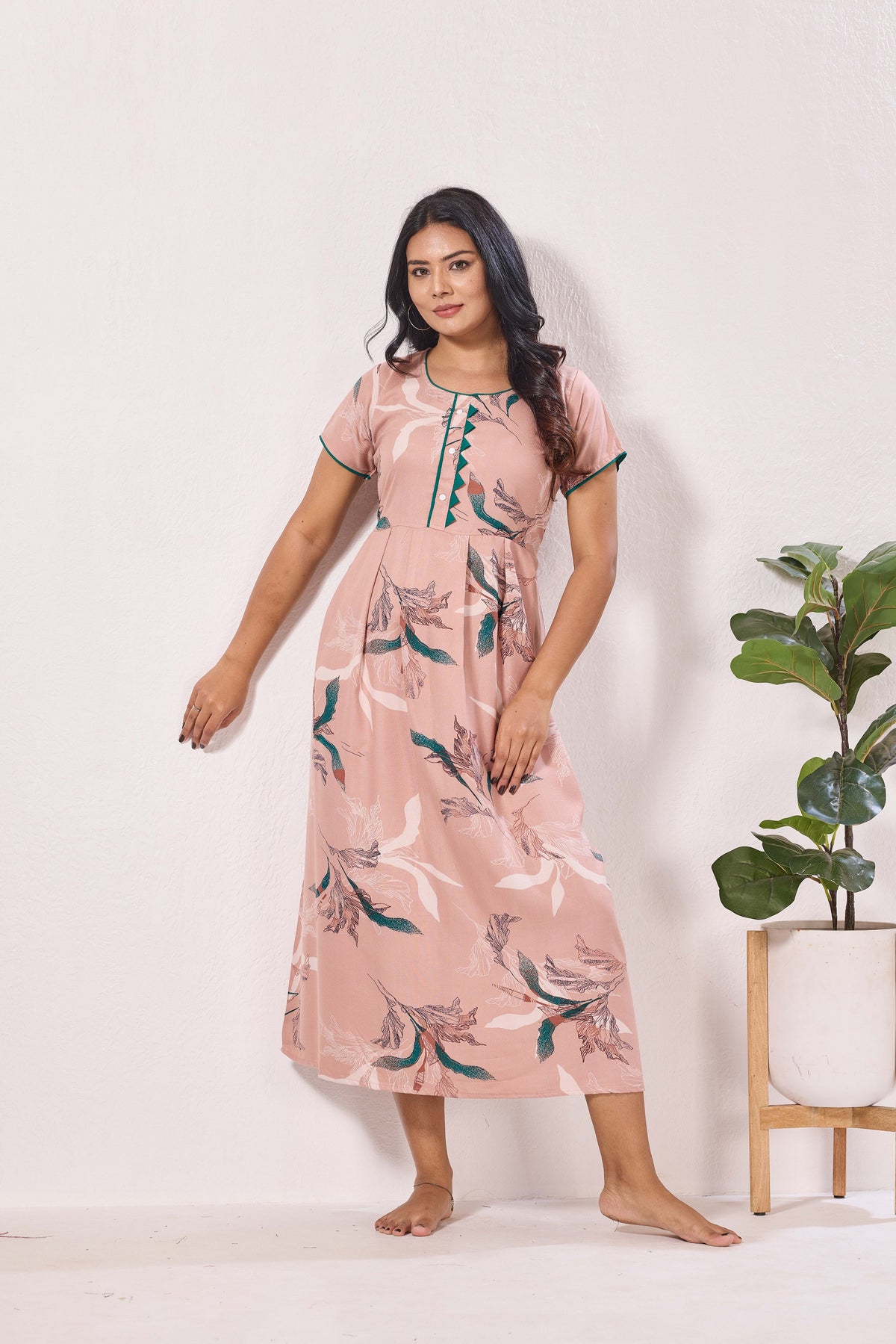 Alpine KURTHI Style Nighties| Fancy Half Sleeve | Zipless Model | Stylish Round Neck | Updated Collection's for Stylish Women AK (H/S)
