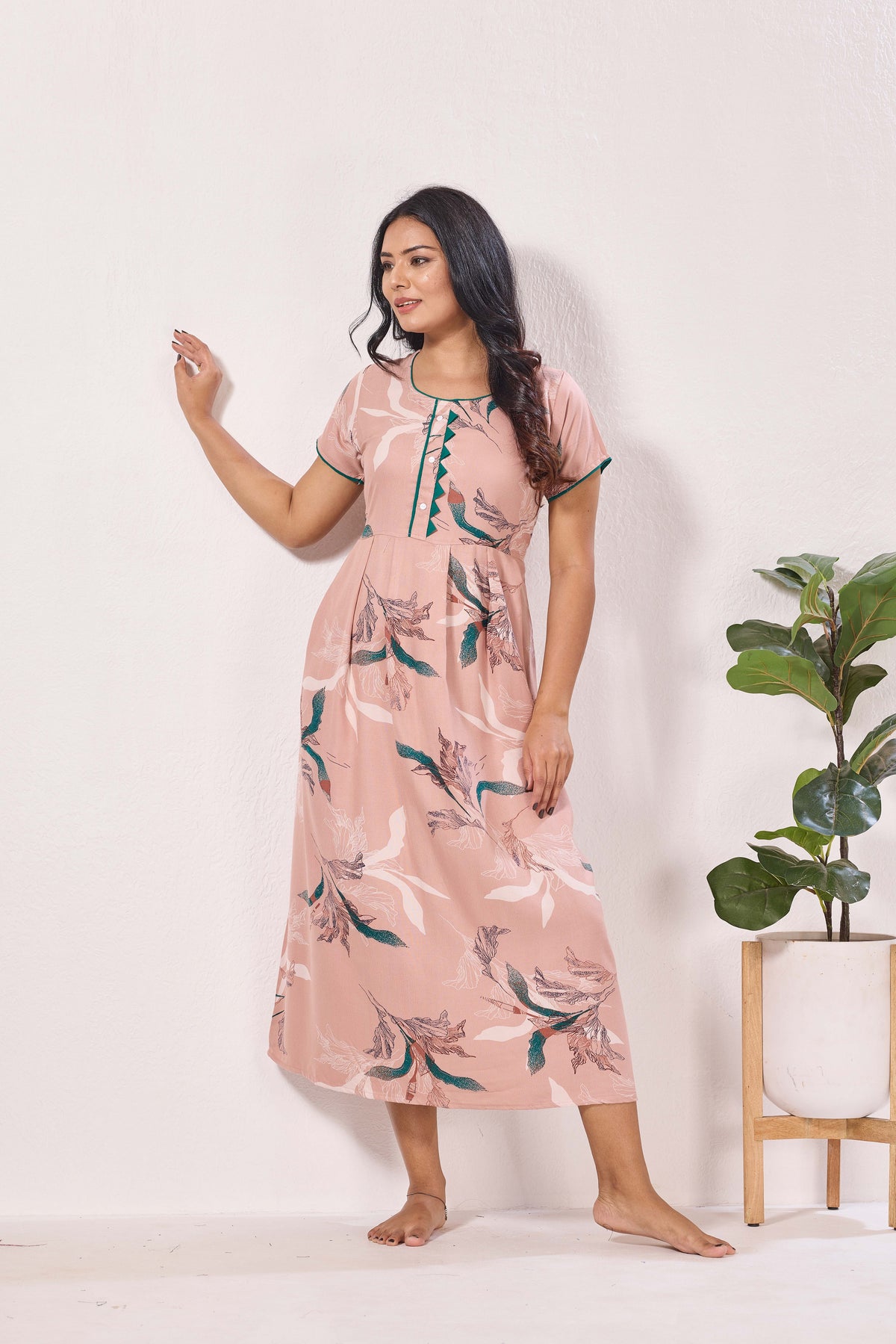 Alpine KURTHI Style Nighties| Fancy Half Sleeve | Zipless Model | Stylish Round Neck | Updated Collection's for Stylish Women AK (H/S)