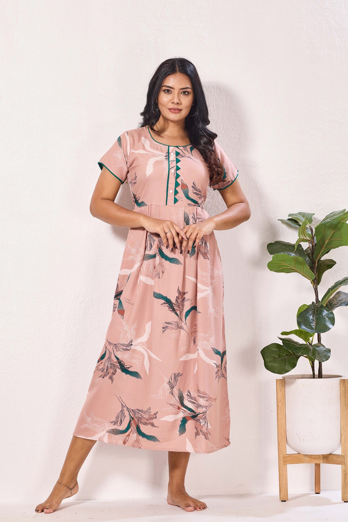 Alpine KURTHI Style Nighties| Fancy Half Sleeve | Zipless Model | Stylish Round Neck | Updated Collection's for Stylish Women AK (H/S)