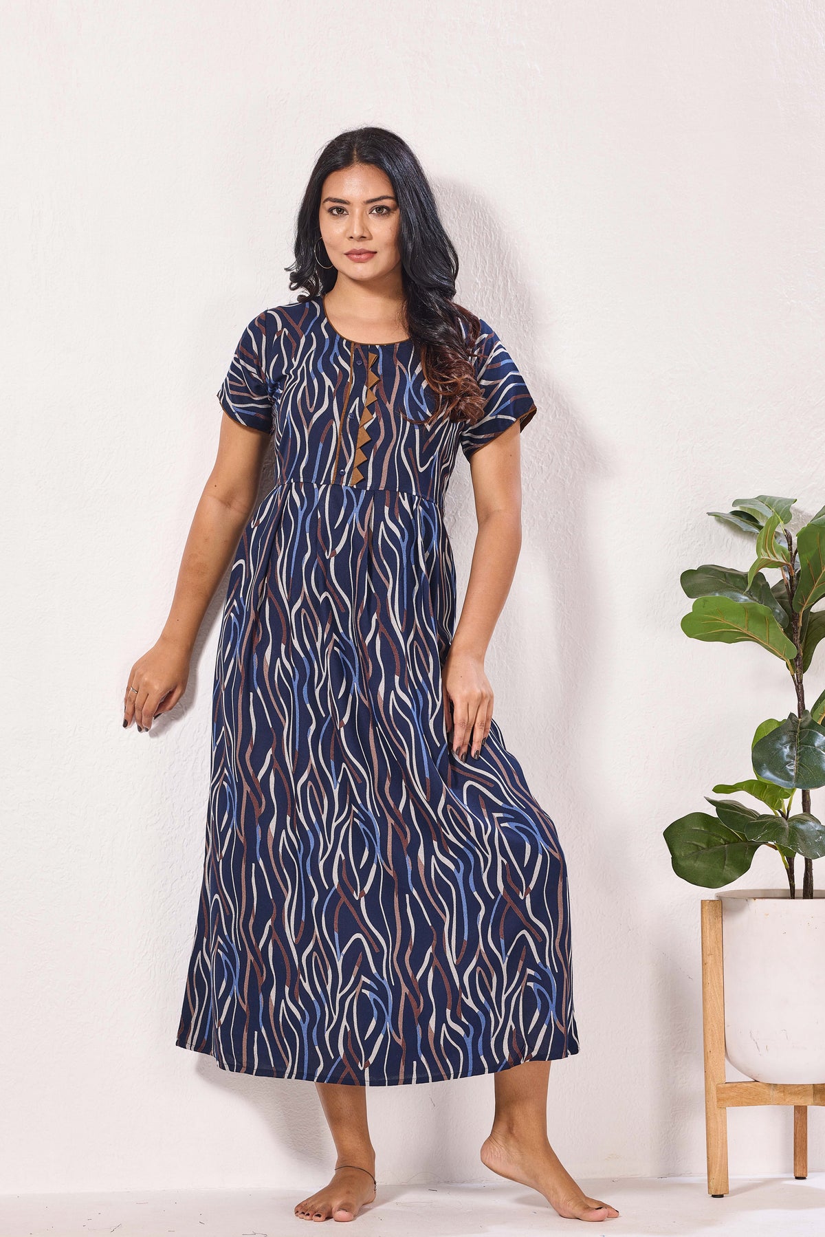 Alpine KURTHI Style Nighties| Fancy Half Sleeve | Zipless Model | Stylish Round Neck | Updated Collection's for Stylish Women AK (H/S)