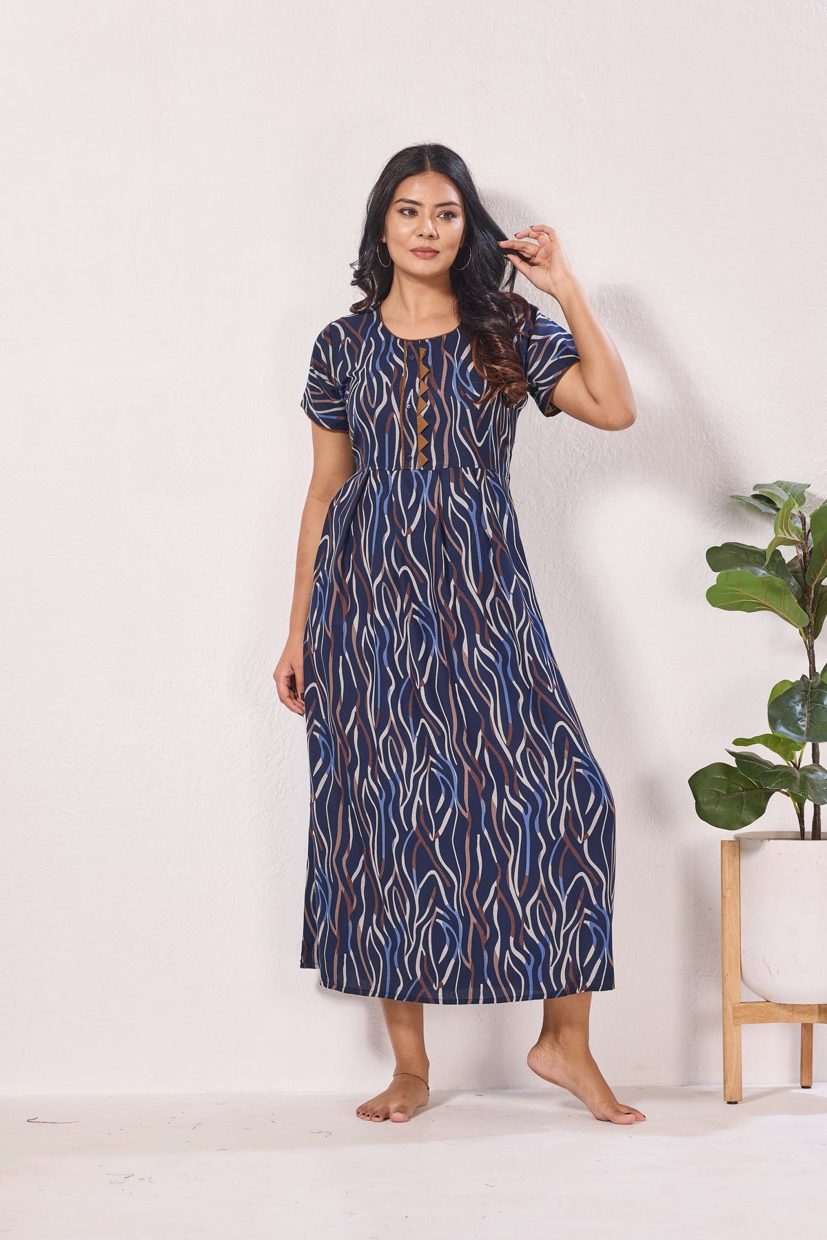 Alpine KURTHI Style Nighties| Fancy Half Sleeve | Zipless Model | Stylish Round Neck | Updated Collection's for Stylish Women AK (H/S)