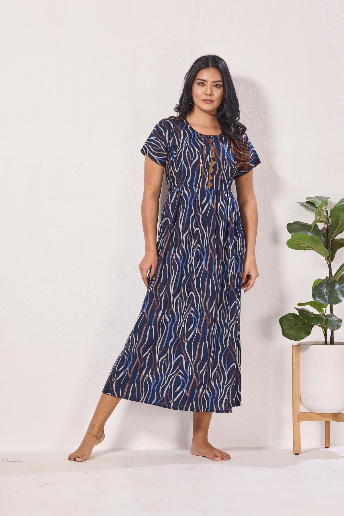 Alpine KURTHI Style Nighties| Fancy Half Sleeve | Zipless Model | Stylish Round Neck | Updated Collection's for Stylish Women AK (H/S)