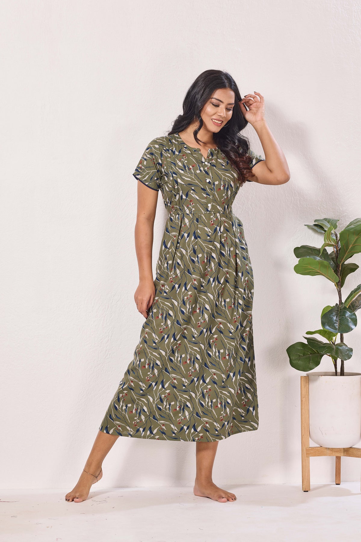 Alpine KURTHI Style Nighties| FancySleeve | Zipless Model | Stylish V-Cut neck | Updated Collection's for Stylish Women AK (H/S)