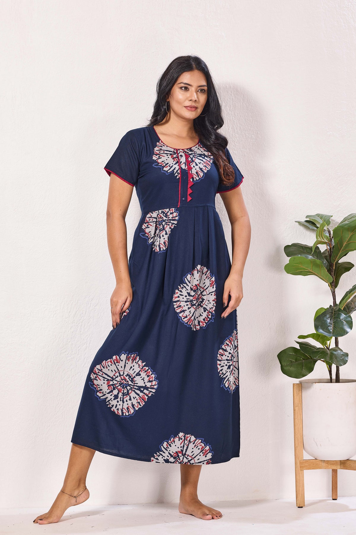 Alpine KURTHI Style Nighties| Fancy Half Sleeve | Zipless Model | Stylish Round Neck | Updated Collection's for Stylish Women AK (H/S)