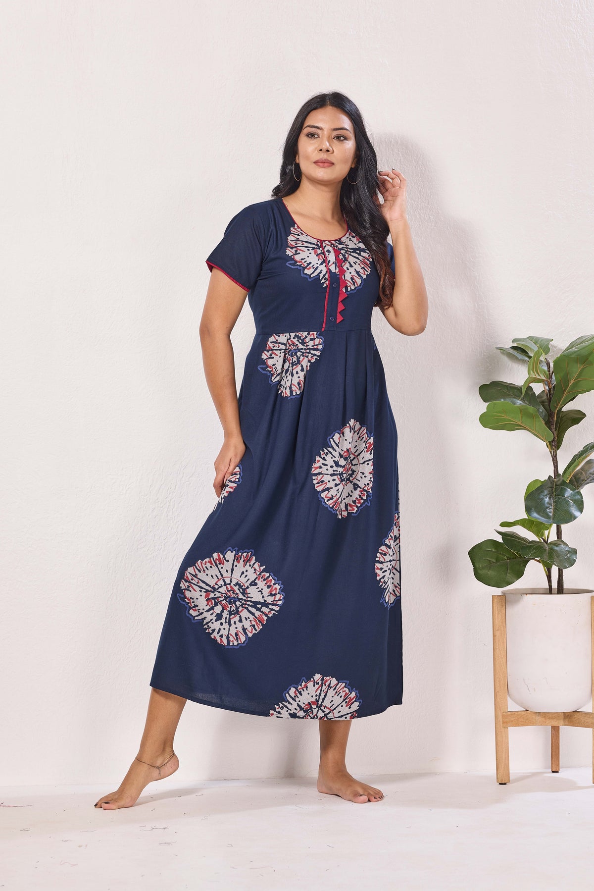 Alpine KURTHI Style Nighties| Fancy Half Sleeve | Zipless Model | Stylish Round Neck | Updated Collection's for Stylish Women AK (H/S)