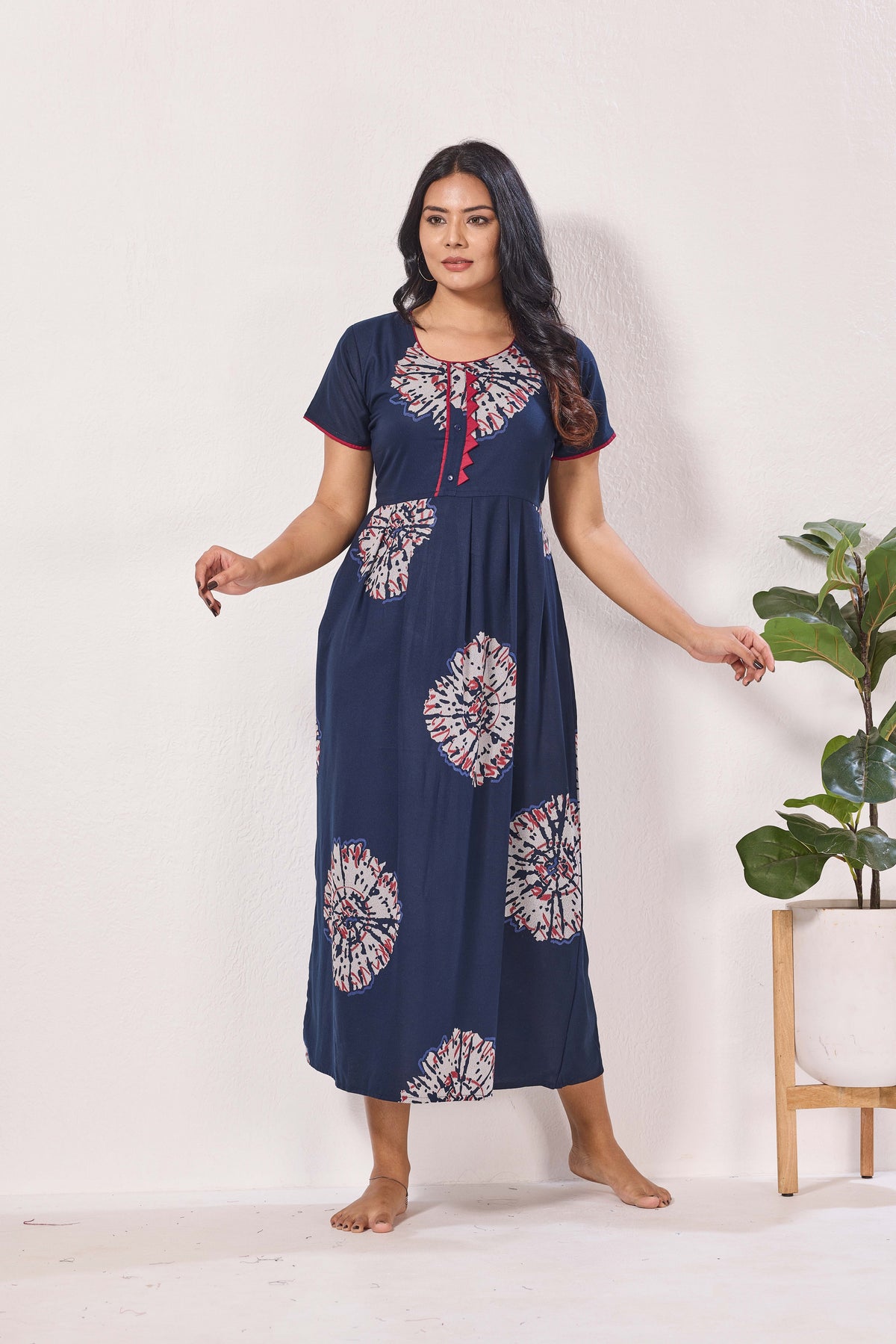 Alpine KURTHI Style Nighties| Fancy Half Sleeve | Zipless Model | Stylish Round Neck | Updated Collection's for Stylish Women AK (H/S)
