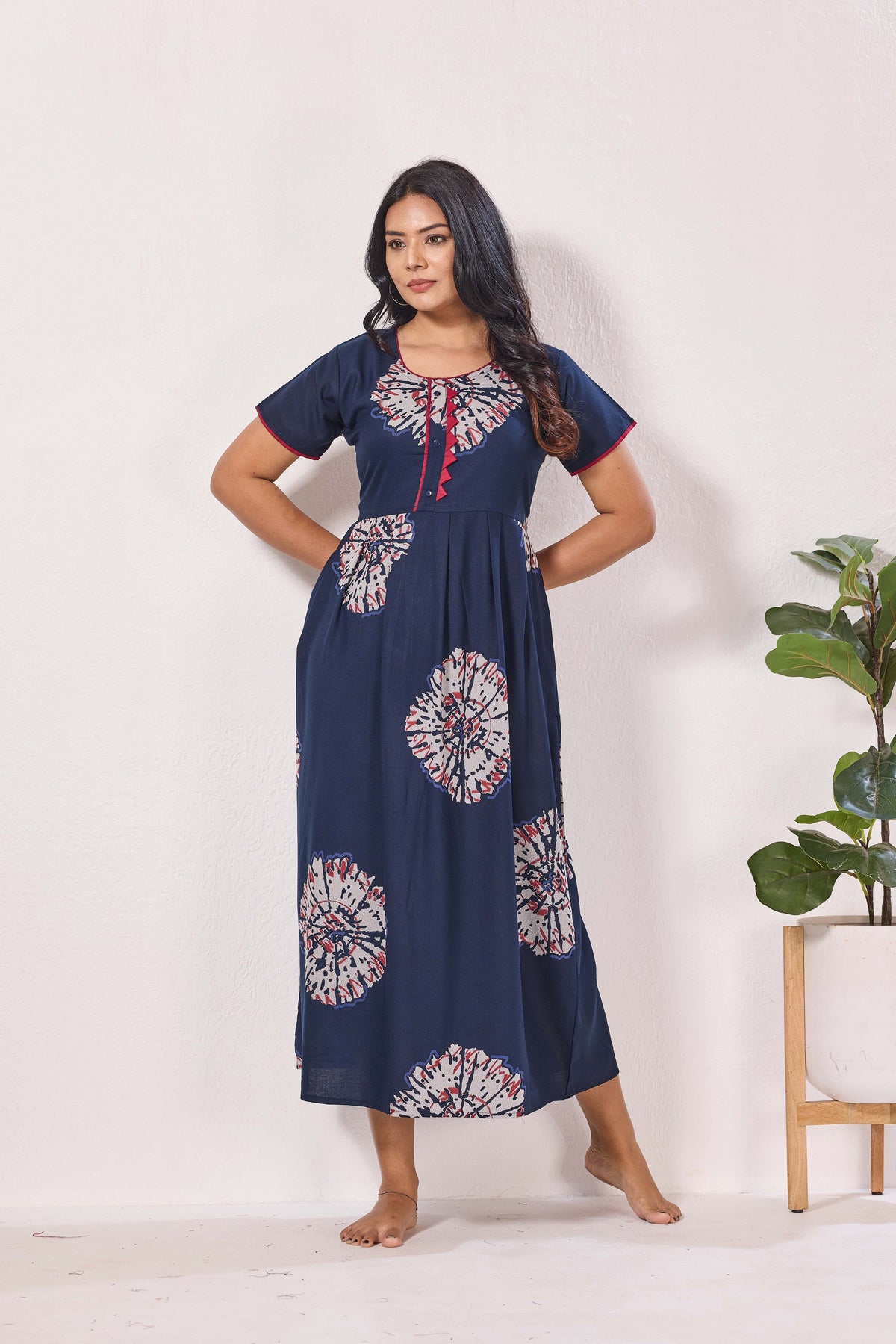 Alpine KURTHI Style Nighties| Fancy Half Sleeve | Zipless Model | Stylish Round Neck | Updated Collection's for Stylish Women AK (H/S)