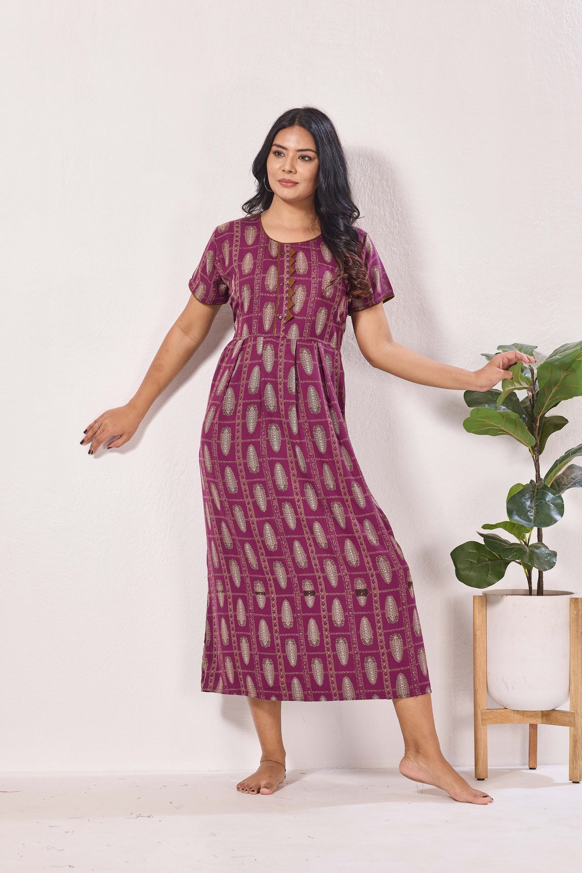 Alpine KURTHI Style Nighties| Fancy Half Sleeve | Zipless Model | Stylish Round Neck | Updated Collection's for Stylish Women AK (H/S)