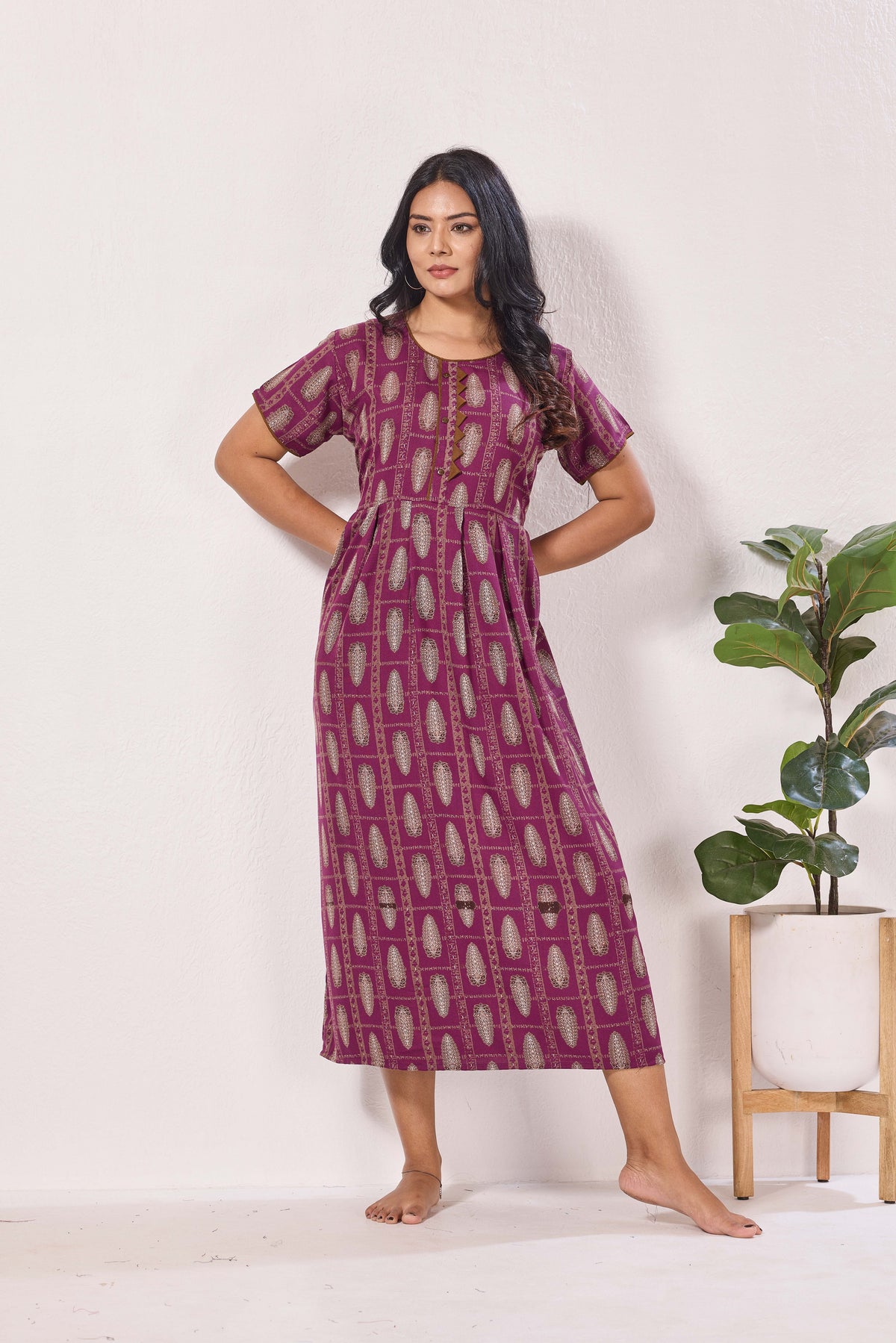 Alpine KURTHI Style Nighties| Fancy Half Sleeve | Zipless Model | Stylish Round Neck | Updated Collection's for Stylish Women AK (H/S)