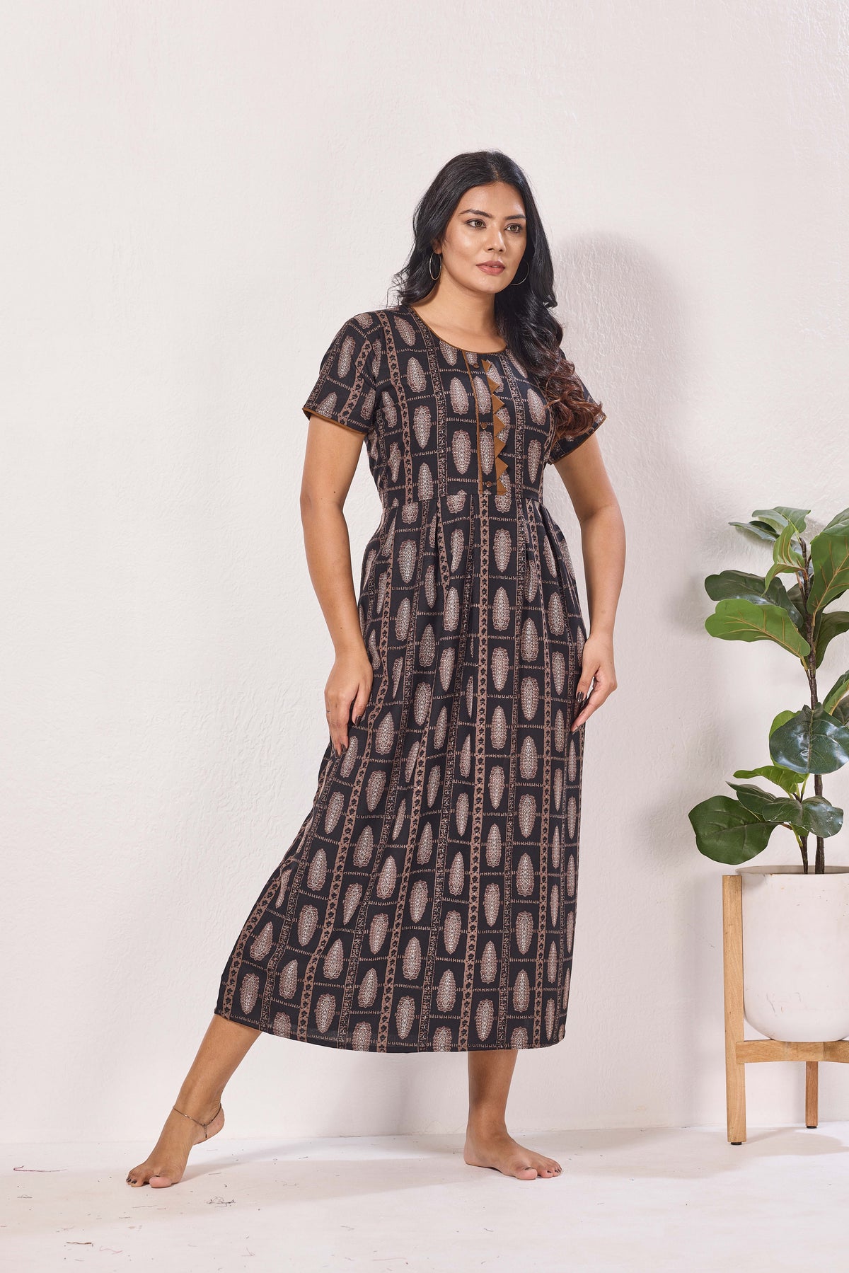 Alpine KURTHI Style Nighties| Fancy Half Sleeve | Zipless Model | Stylish Round Neck | Updated Collection's for Stylish Women AK (H/S)