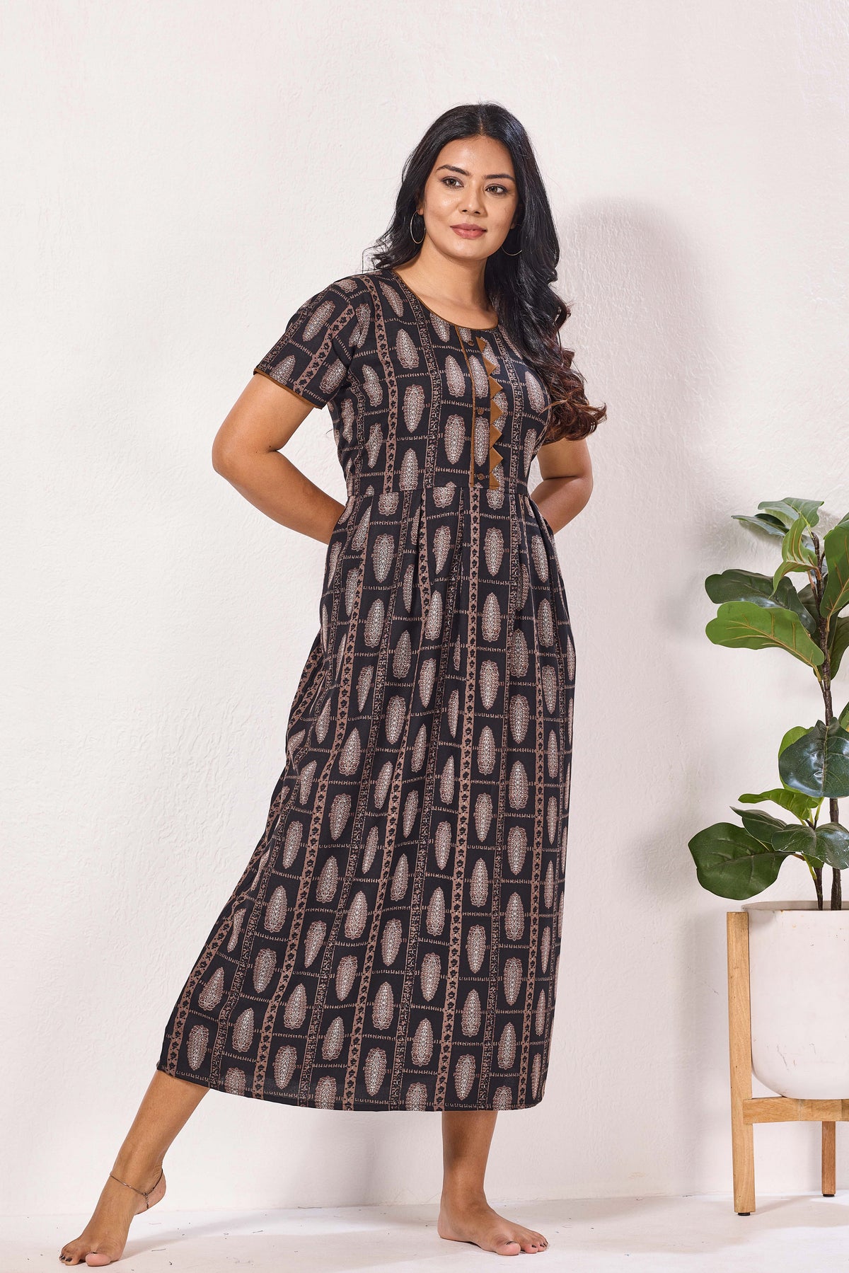 Alpine KURTHI Style Nighties| Fancy Half Sleeve | Zipless Model | Stylish Round Neck | Updated Collection's for Stylish Women AK (H/S)