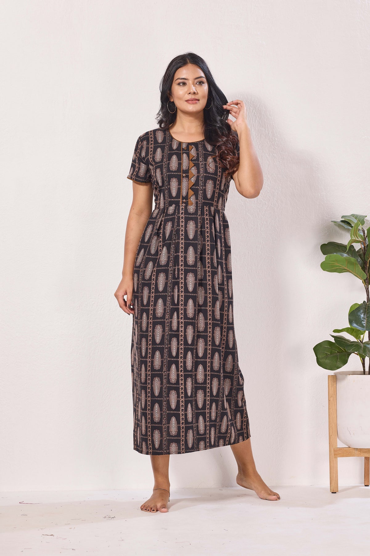 Alpine KURTHI Style Nighties| Fancy Half Sleeve | Zipless Model | Stylish Round Neck | Updated Collection's for Stylish Women AK (H/S)