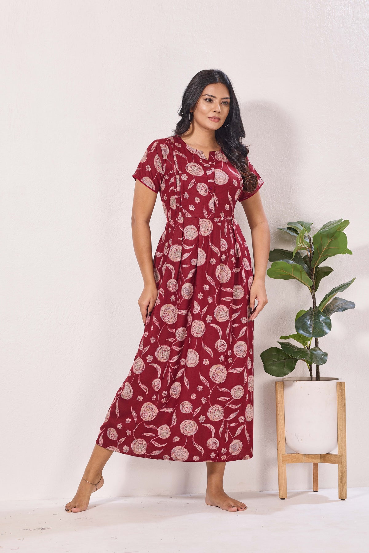 Alpine KURTHI Style Nighties| FancySleeve | Zipless Model | Stylish V-Cut neck | Updated Collection's for Stylish Women AK (H/S)