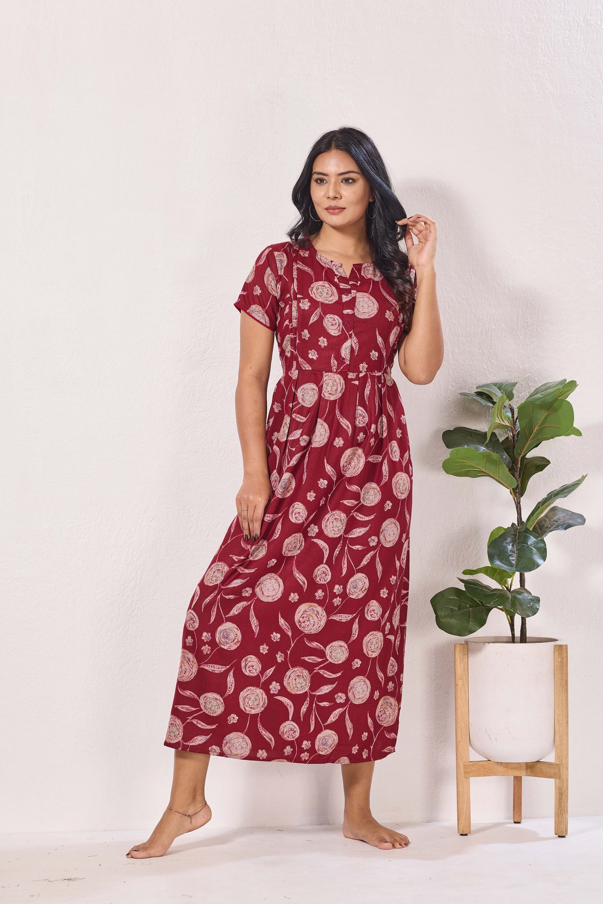 Alpine KURTHI Style Nighties| FancySleeve | Zipless Model | Stylish V-Cut neck | Updated Collection's for Stylish Women AK (H/S)