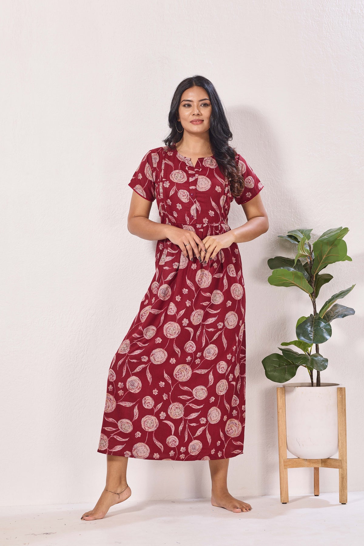 Alpine KURTHI Style Nighties| FancySleeve | Zipless Model | Stylish V-Cut neck | Updated Collection's for Stylish Women AK (H/S)