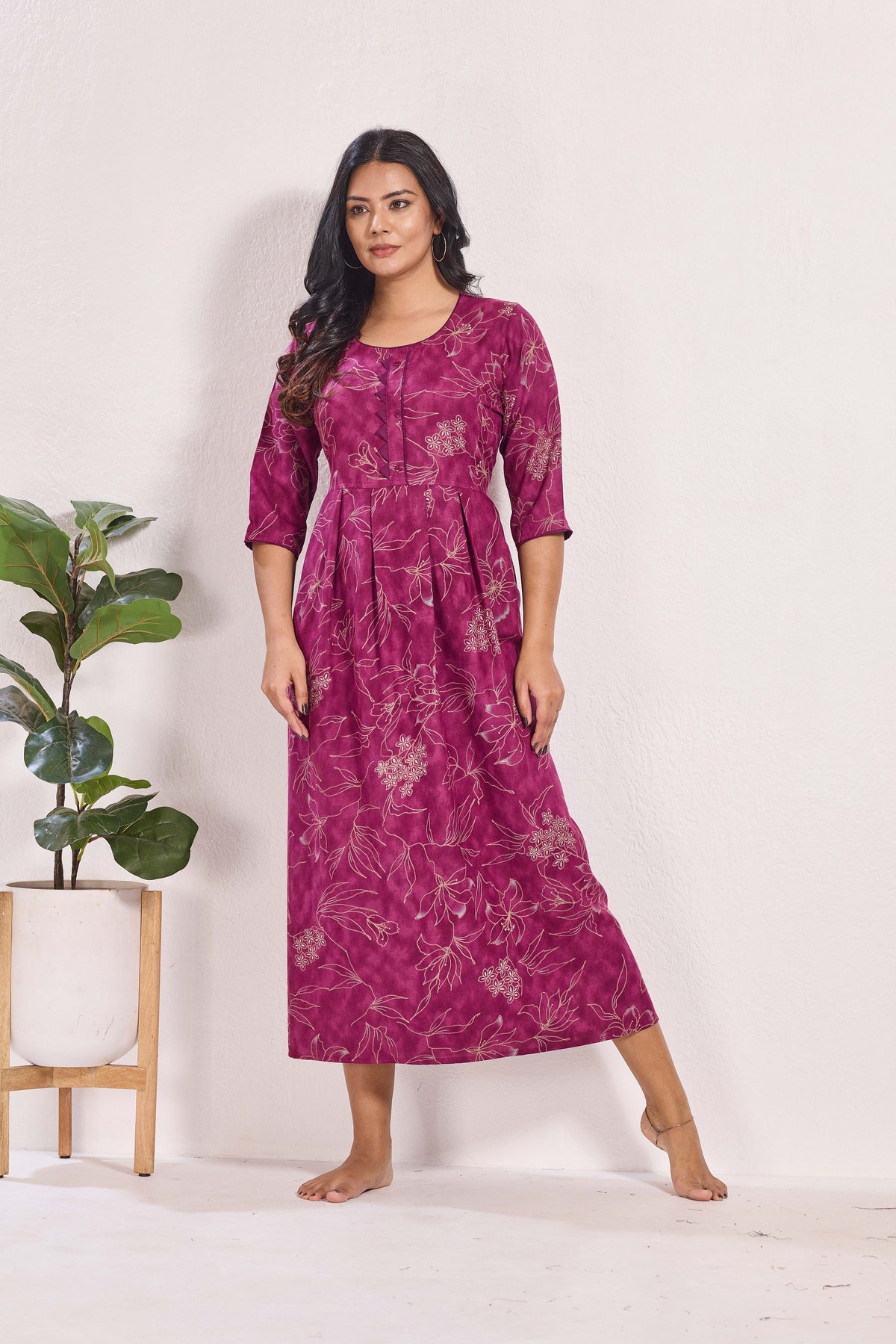 Alpine KURTI Style | Beautiful Stylish KURTI Model | Long 3/4 Sleeve & Side Pocket | Fresh Collection's for Stylish Women's (AK-3/4)