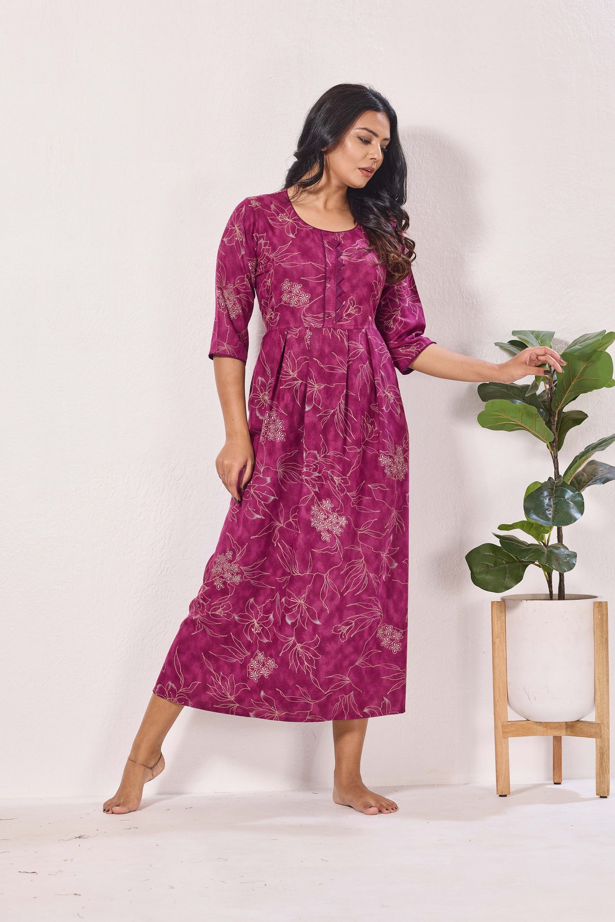 Alpine KURTI Style | Beautiful Stylish KURTI Model | Long 3/4 Sleeve & Side Pocket | Fresh Collection's for Stylish Women's (AK-3/4)