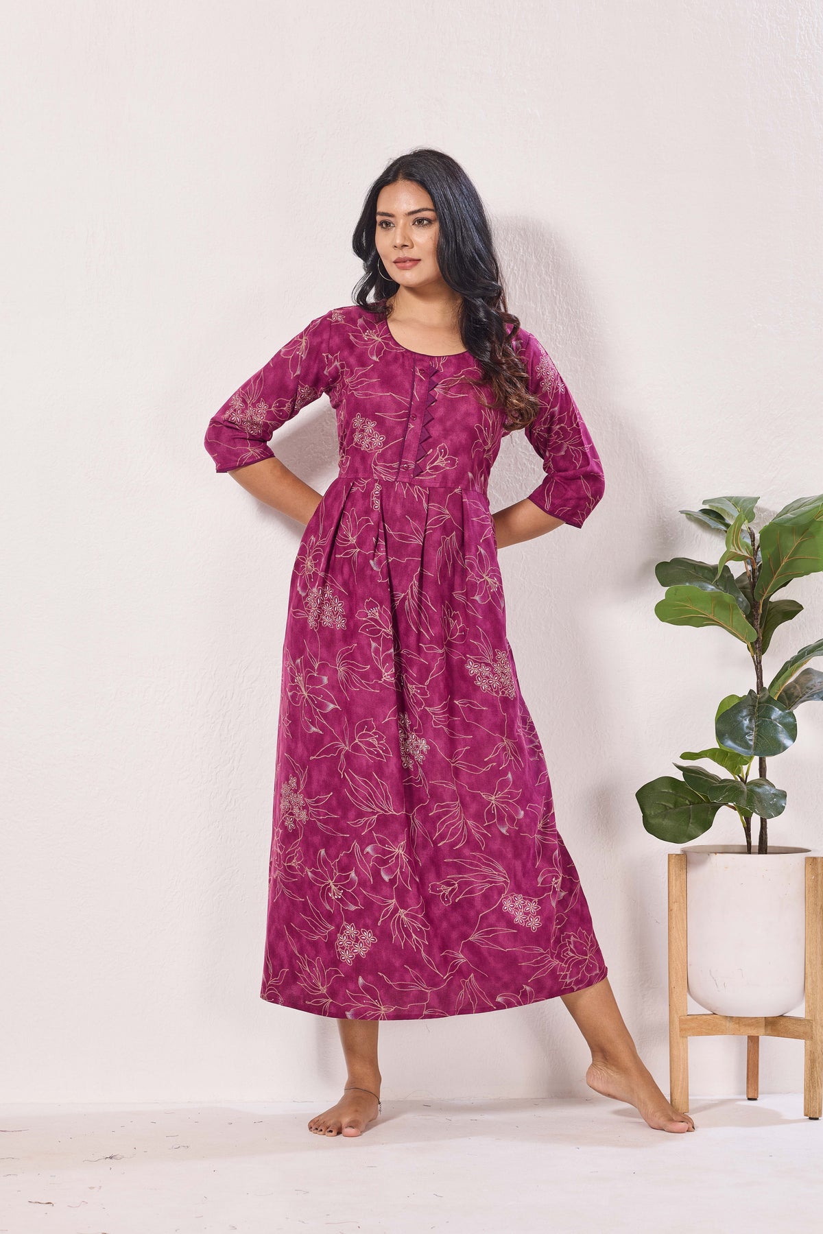 Alpine KURTI Style | Beautiful Stylish KURTI Model | Long 3/4 Sleeve & Side Pocket | Fresh Collection's for Stylish Women's (AK-3/4)